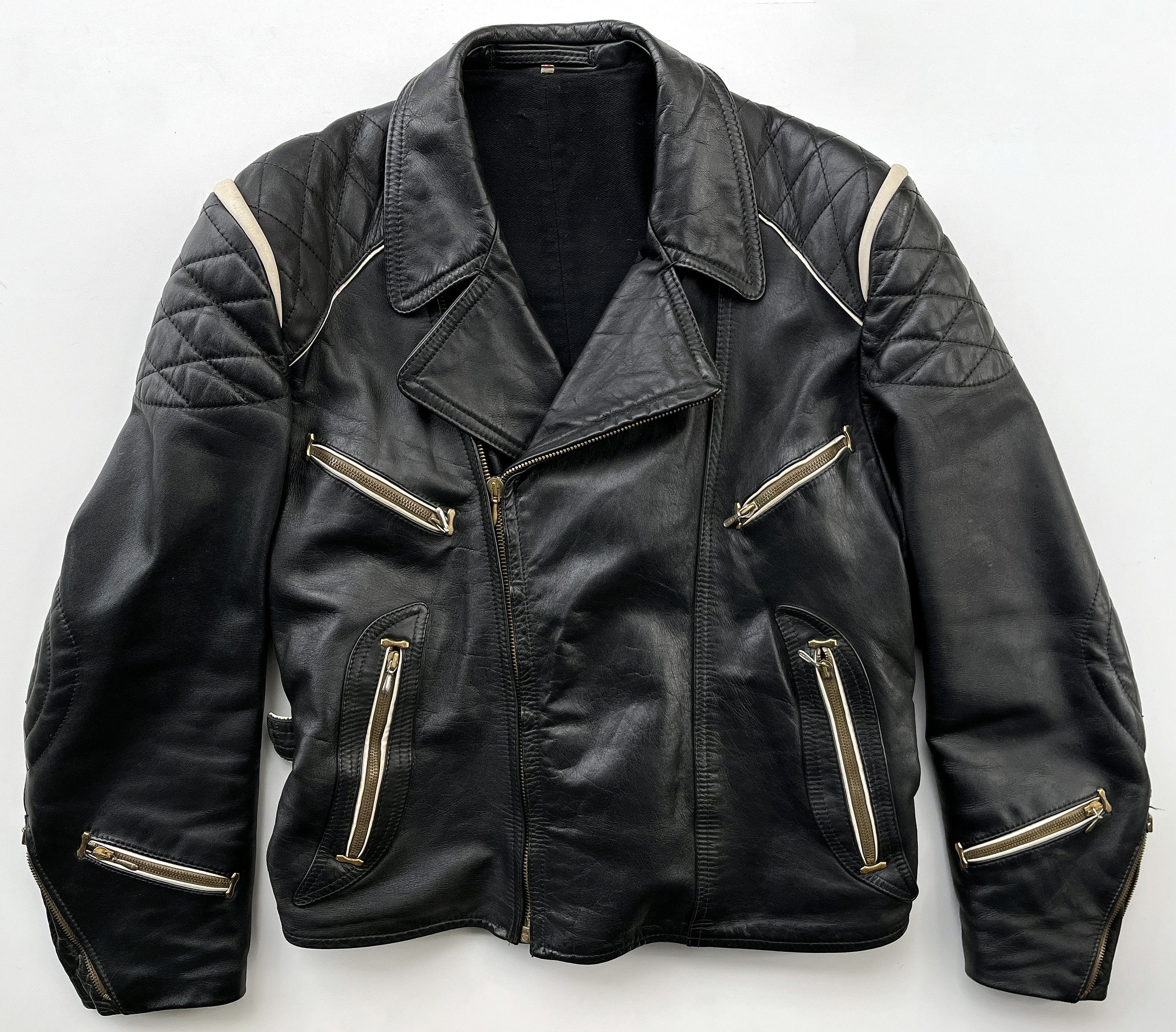 Vintage German Motorcycle Leather Jacket 1960's Size US L / EU 52-54 / 3 - 1 Thumbnail