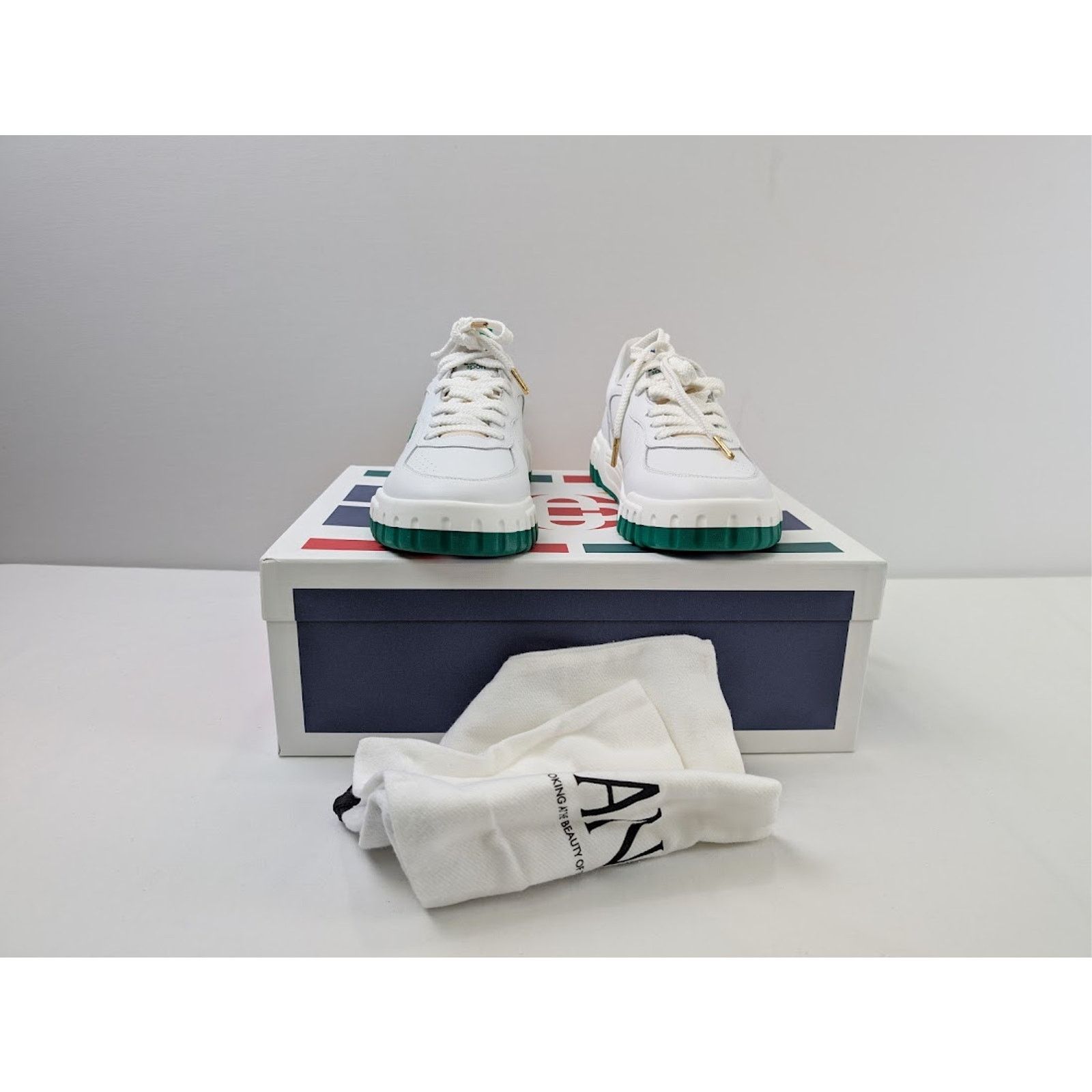 Casablanca o1rshd1 Leather Court Sneaker in White/Green Size US 13 / EU 46 - 16 Thumbnail