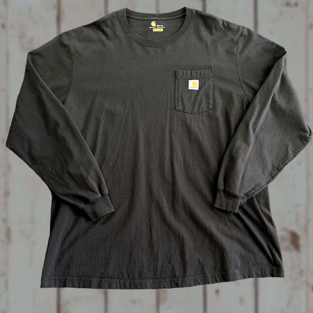 Carhartt Carhartt T-Shirt Long Sleeve 2XLT Black 100% Cotton Workwear Pocket Tee Mens Size US XXL / EU 58 / 5 - 1 Thumbnail