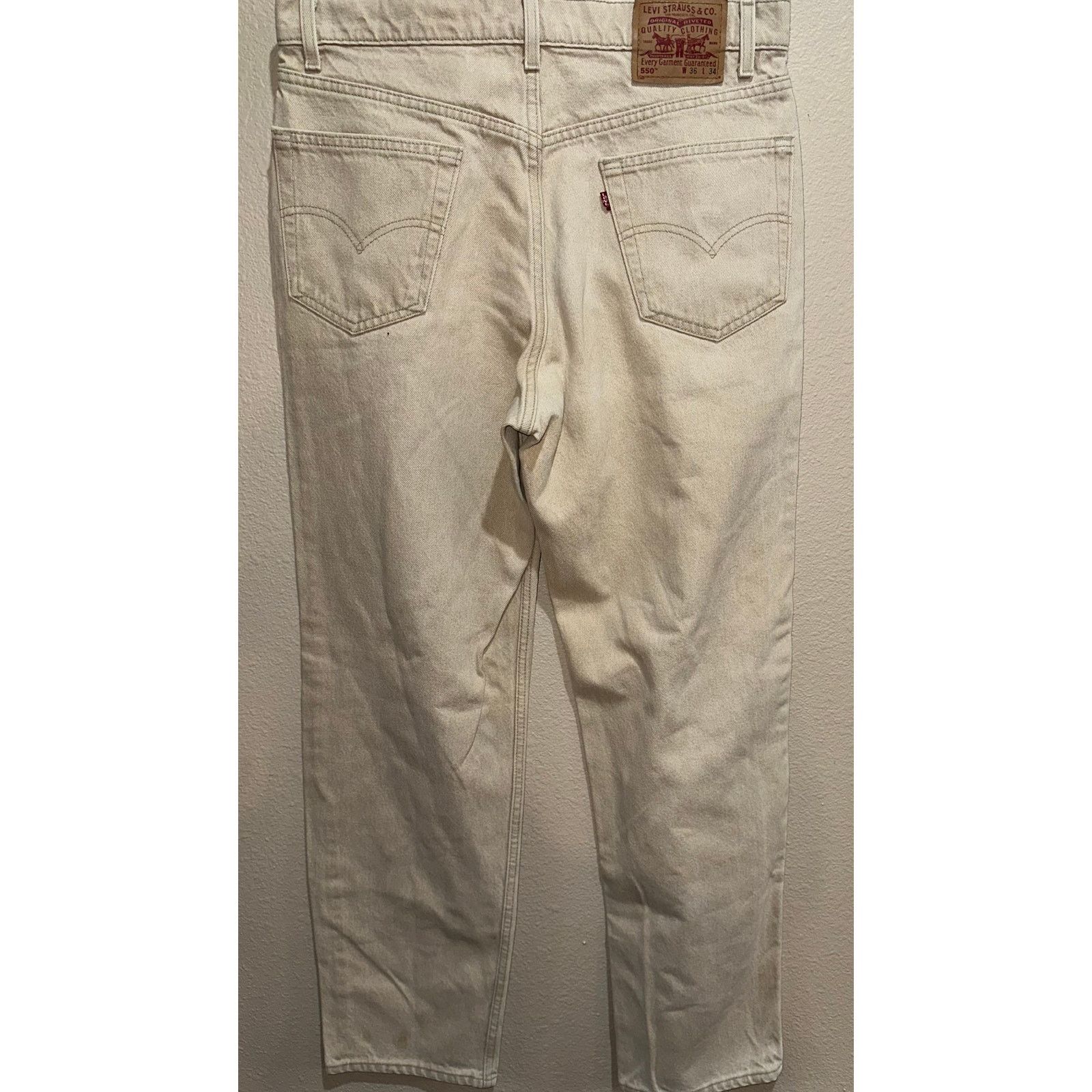 Carhartt Levi’s Relaxed Fit Jeans 36x34 USA Made Beige Tan Red Tab Size US 36 / EU 52 - 2 Thumbnail