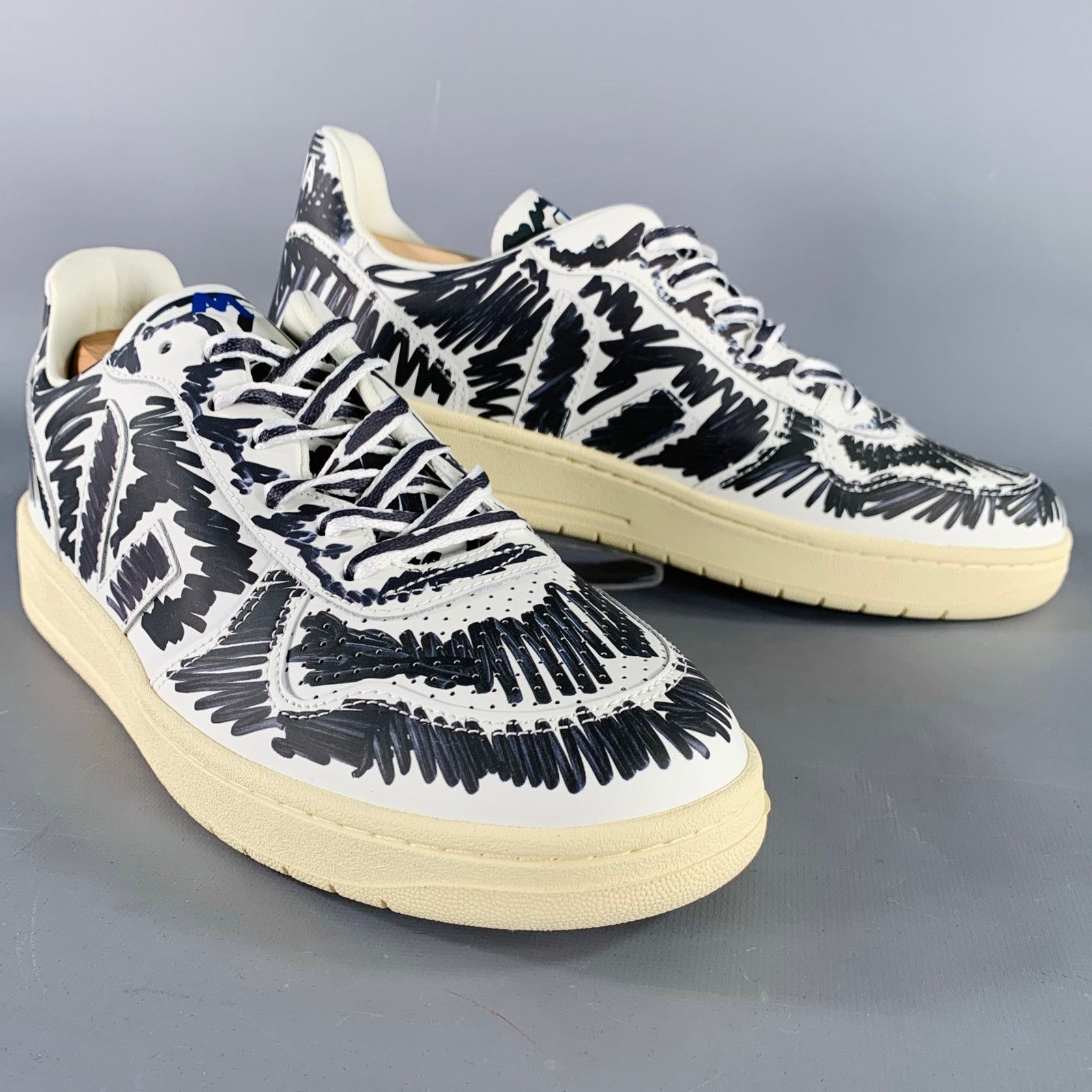 Marni MARNI 10.5 White Black Scribble Leather Low Top Sneakers Size US 10.5 / EU 43-44 - 1 Thumbnail