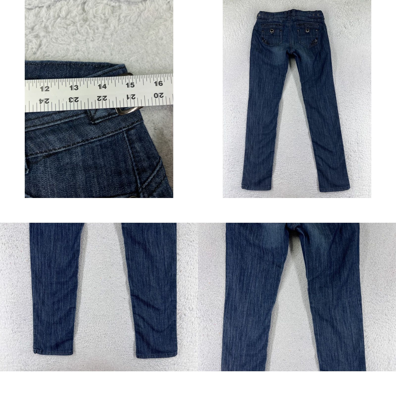 Denime Clash Jeans Womens City Preppy 5-Pocket Denim Dark Blue Skinny Low Rise 29x30 Regular Size 9 Slim Stretch Cotton Size 30" / US 8 / IT 44 - 9 Thumbnail