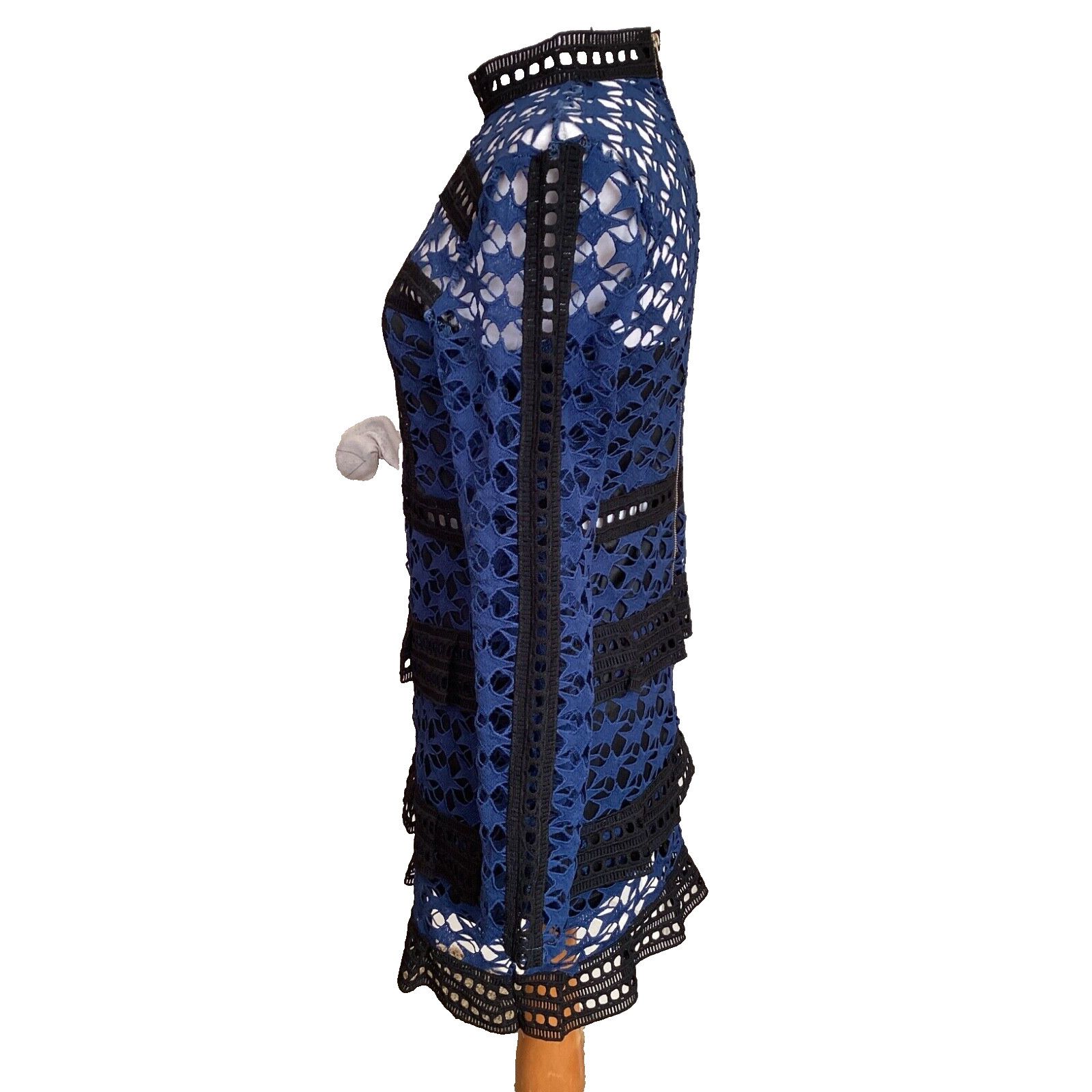 Other VINTAGE CROCHET EYELET PEEK-A-BOO BLUE LACE TIERED DRESS Size S / US 4 / IT 40 - 3 Thumbnail