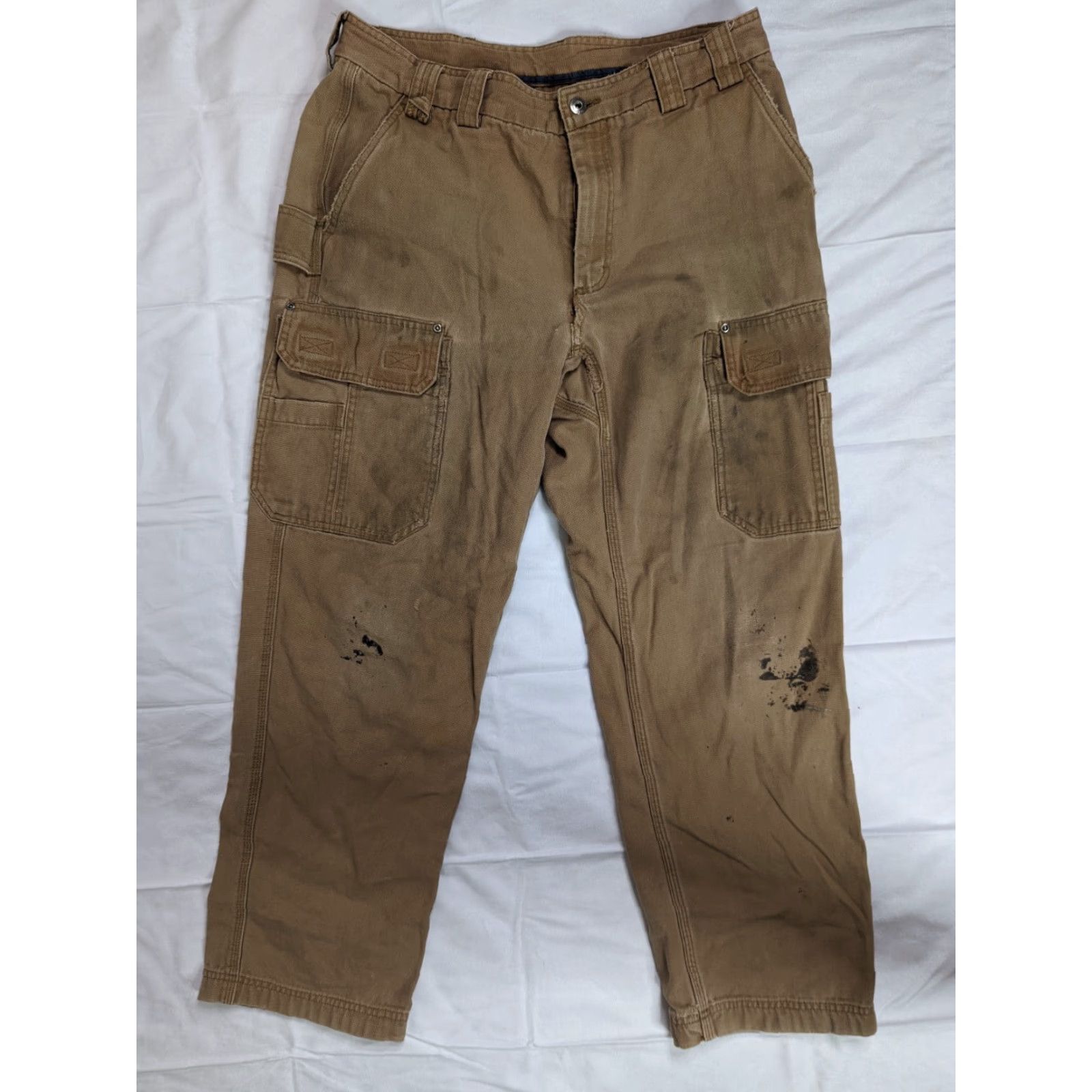 Duluth Trading Company VINTAGE Duluth Trading Co Canvas Cargo Pants Relaxed Mens 36x32 Brown Distressed Work Cargo Pants Mens Brown Canvas Workwear Pants Size US 36 / EU 52 - 2 Thumbnail