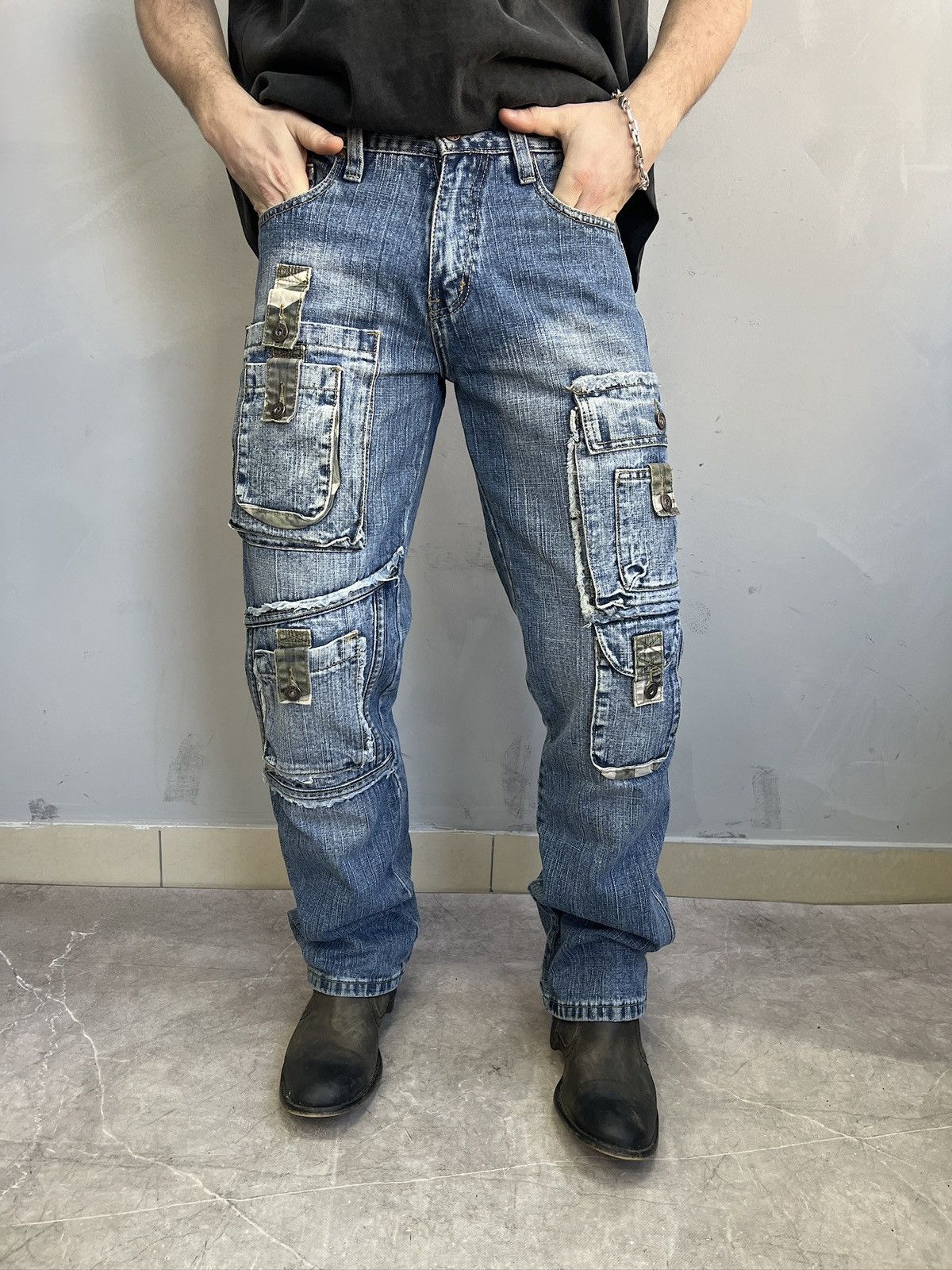 Dolce & Gabbana Y2K Patchwork Cargo Denim Jeans Distressed retro style y2k Size US 31 - 1 Thumbnail