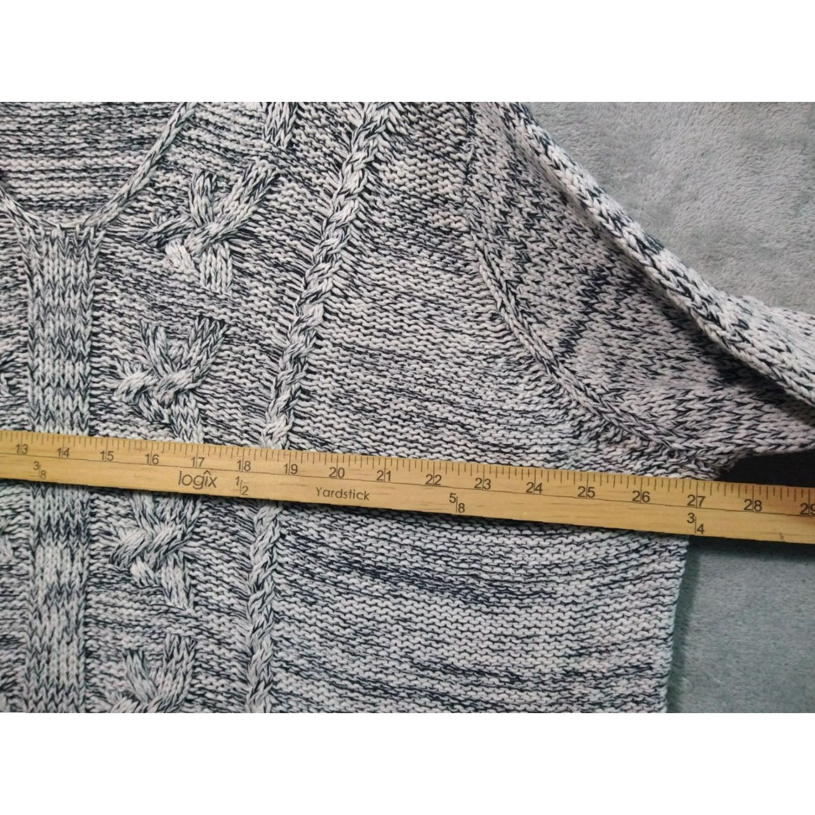 Chaps Chaps Sweater Womens 3X Gray Cable Knit Scoop Neck Pullover Cotton Blend Size XXL / US 16-18 / IT 52-54 - 4 Thumbnail