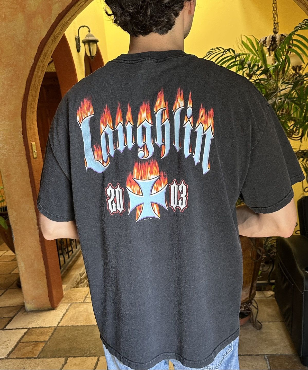 West Coast Choppers ⛓️ Vintage 2003 Laughlin Choppers Motorcycle Flames Tee Size US L / EU 52-54 / 3 - 3 Thumbnail