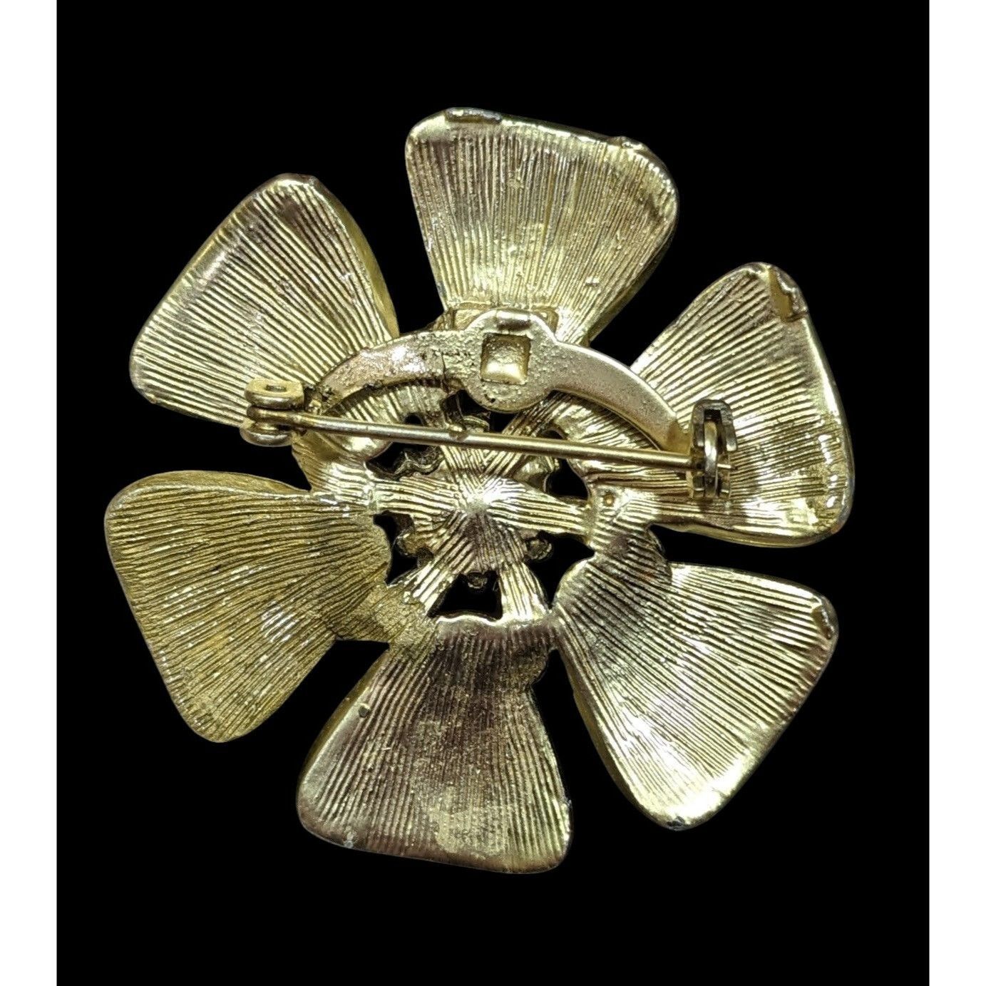 Other Vintage Floral Brooch Gold Tone With Faux Pearl Accent Size ONE SIZE - 2 Thumbnail