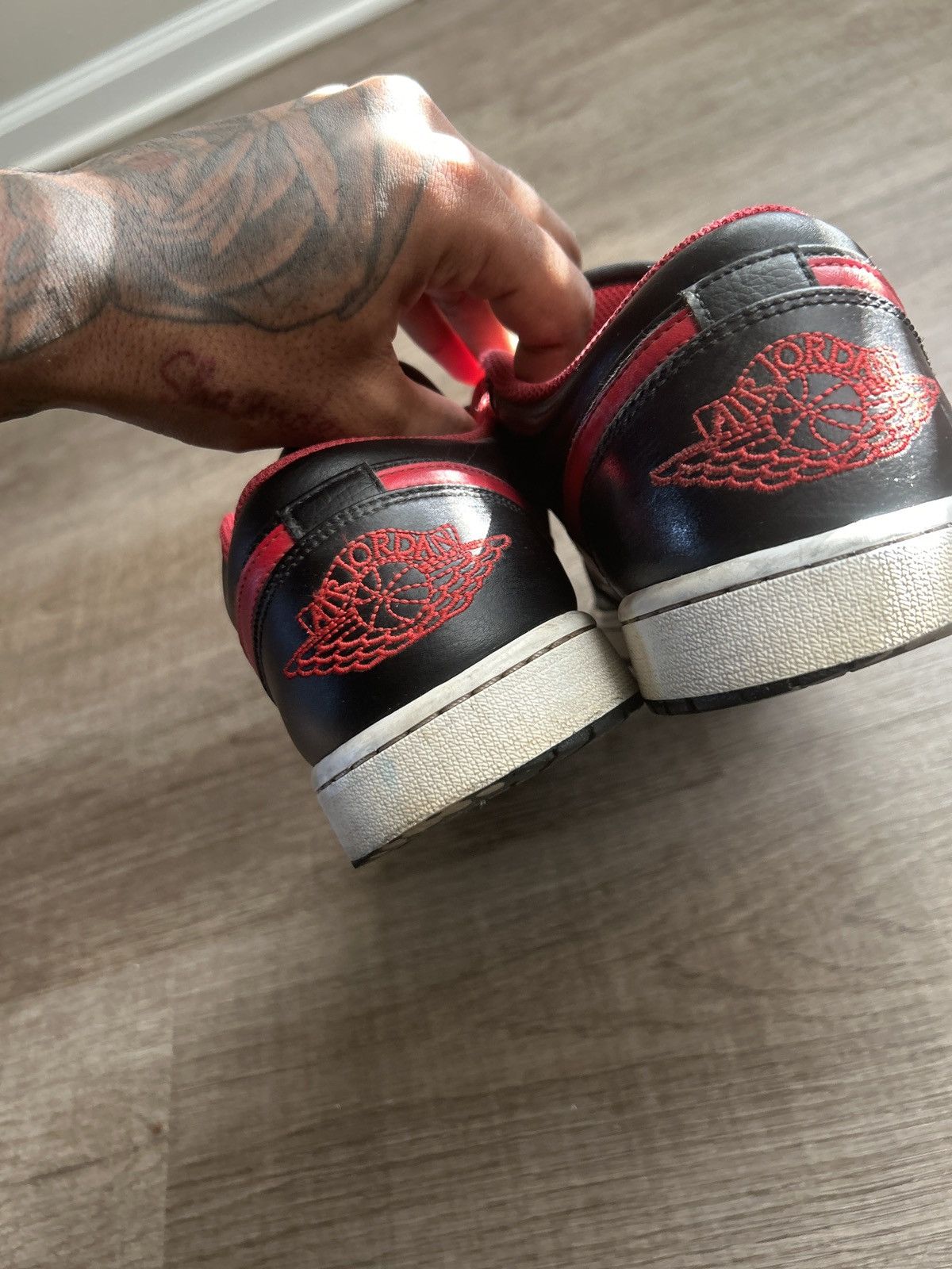 Jordan Brand RED & BLACK AIR JORDAN LOW TOP 1’s Size US 11 / EU 44 - 3 Thumbnail