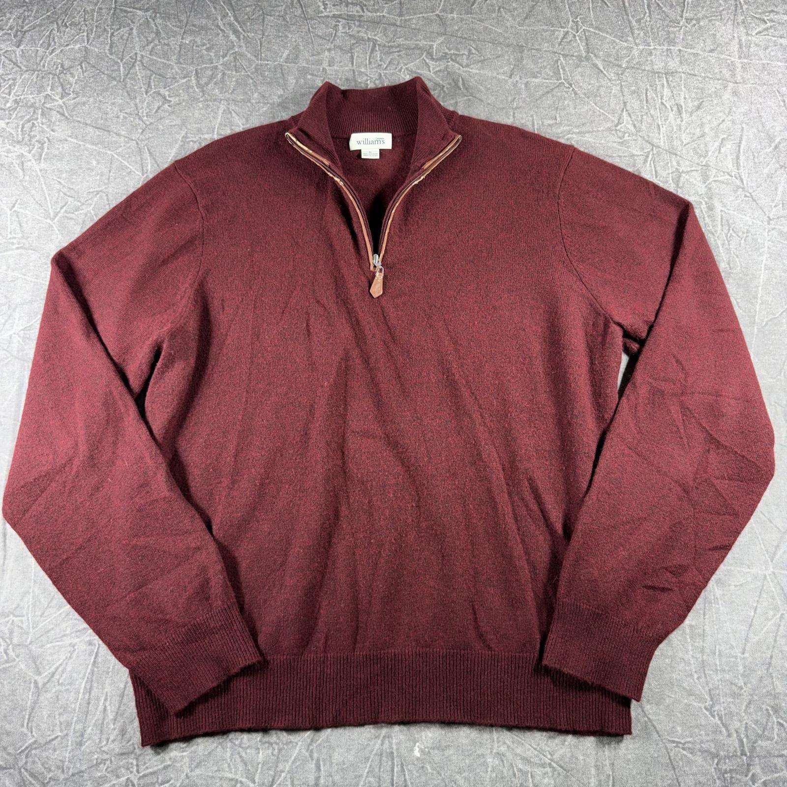 R.M. Williams Williams Sweater Men's XL Burgundy Cashmere 1/4 zip Size US XL / EU 56 / 4 - 2 Thumbnail