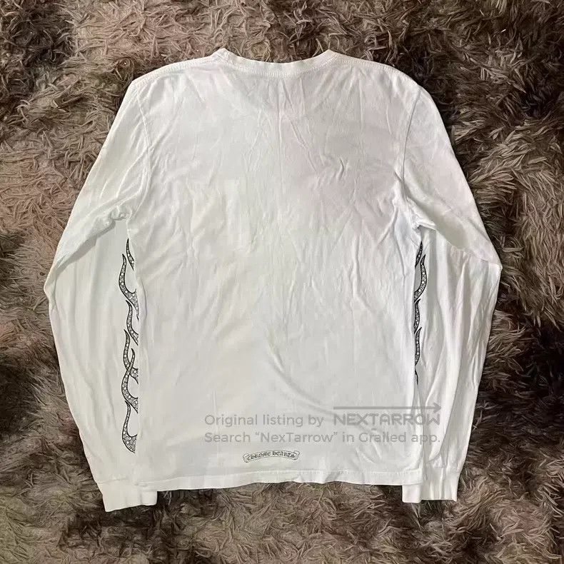 Chrome Hearts CHROME HEARTS Size M White Long-Sleeved T-Shirt with Flame Size US M / EU 48-50 / 2 - 2 Thumbnail