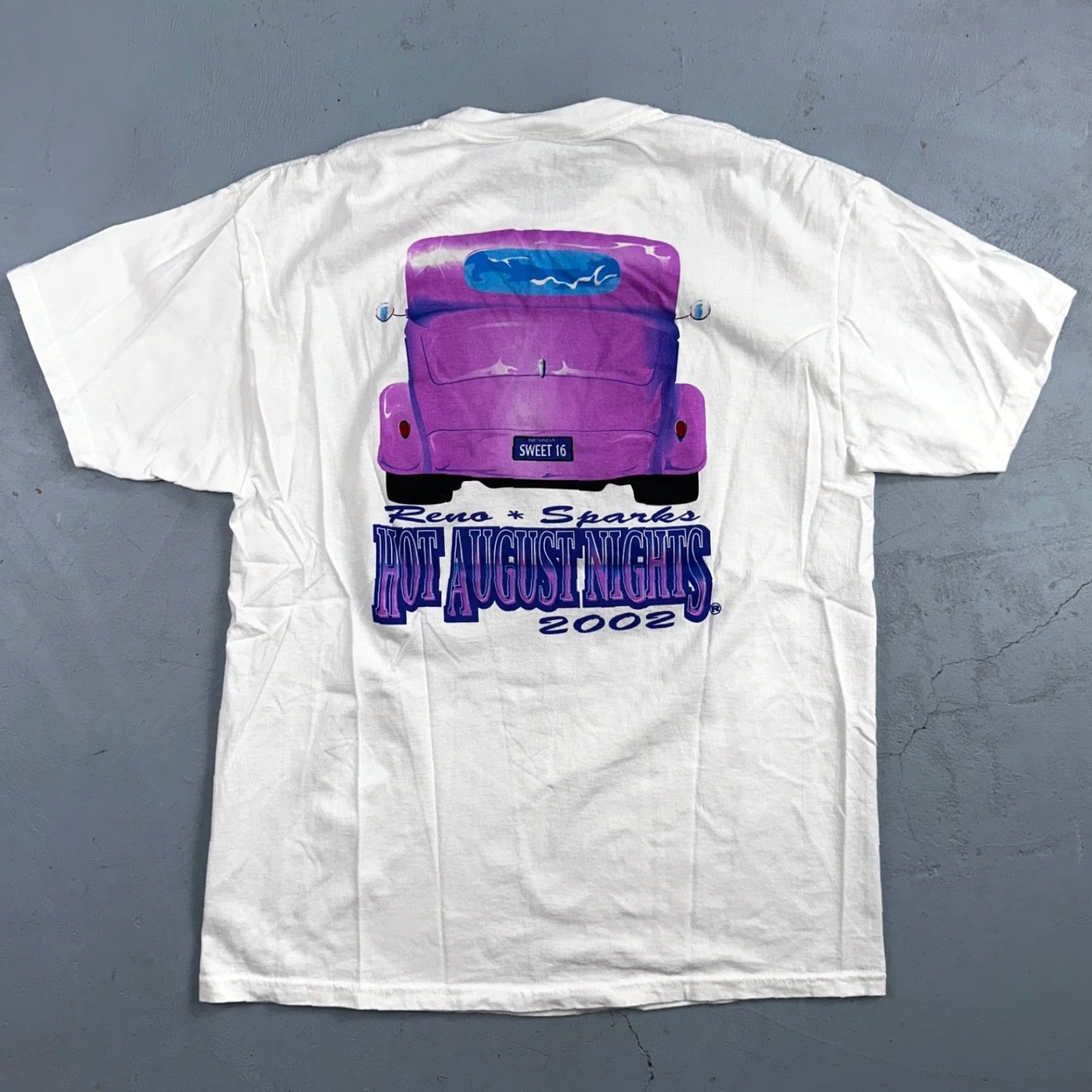 Port & Company VINTAGE 2002 Hot August Nights T-Shirt Men Large White Graphic Classic Car 90s Size US L / EU 52-54 / 3 - 5 Thumbnail