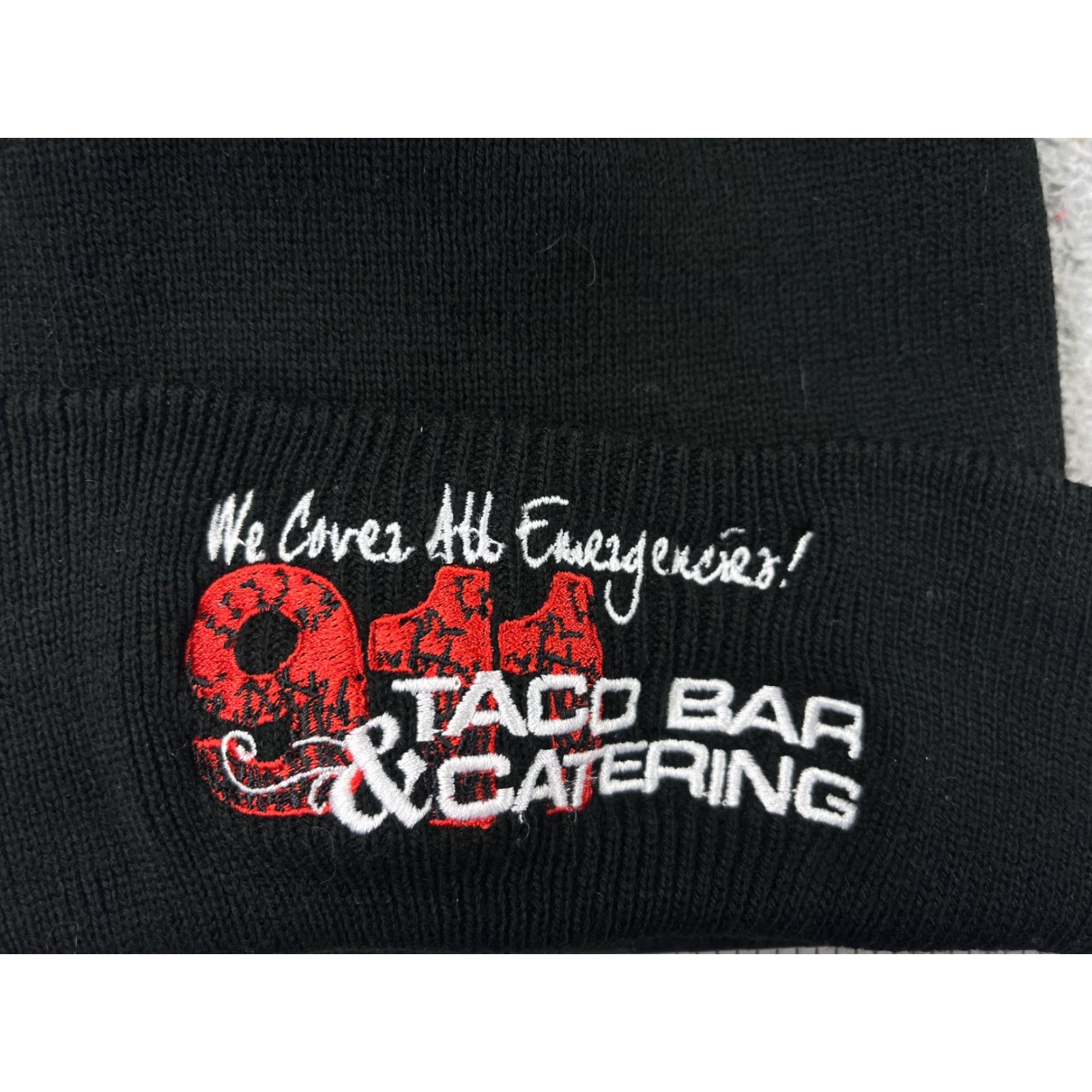 Vintage 911 Taco Bar Beanie Toque Adult One Size Black Embroidered Knit 100% Acrylic Size ONE SIZE - 2 Thumbnail