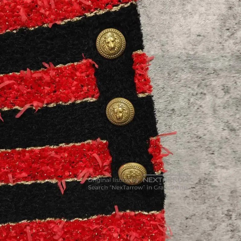 Balmain Balmain Red Striped Cotton Skirt . Size 27" / US 4 / IT 40 - 3 Thumbnail