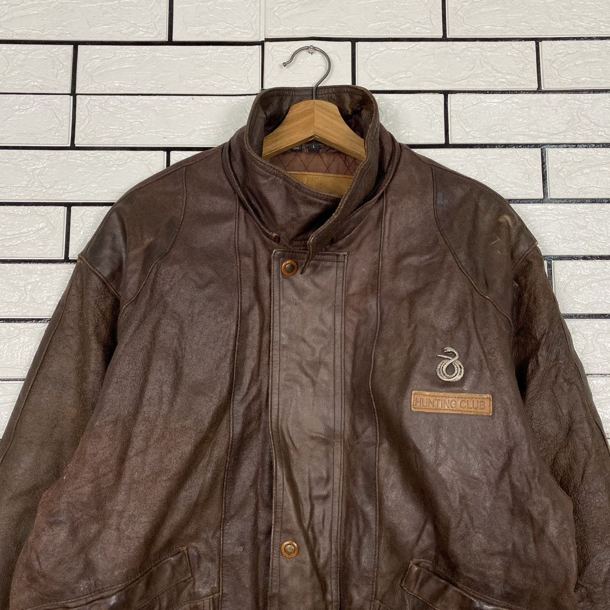 Japanese Brand 🔥VINTAGE LEATHER JACKET BLANKET HUNTING CLUB ISSEY MIYAKE Size US L / EU 52-54 / 3 - 3 Thumbnail