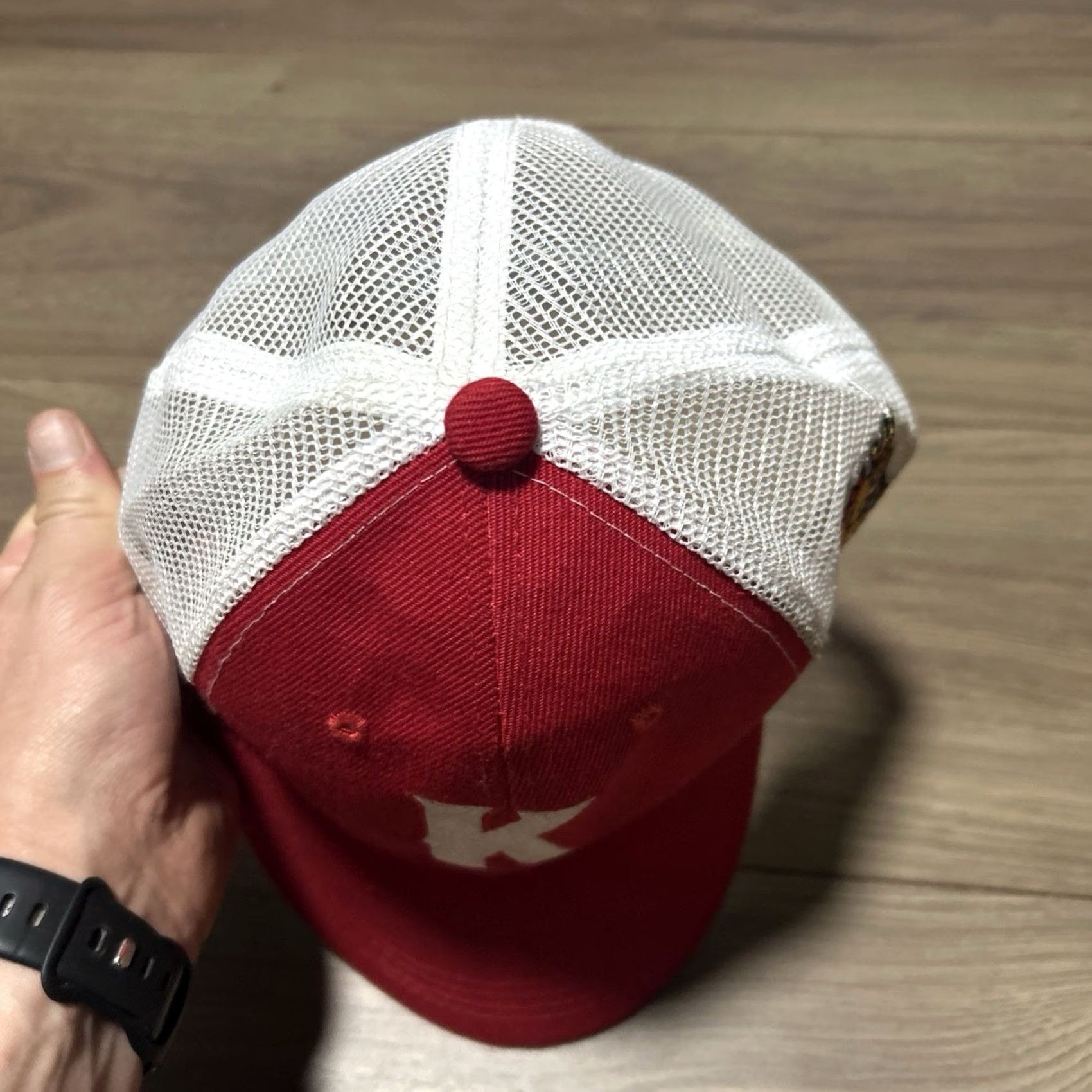 Vintage Kenosha Kingfish Snapback Baseball Cap Hat Amazing Logo Minor League Miller Lite Hat Red + White Adult One Size Speckled Logo Mens Girls Size ONE SIZE - 6 Thumbnail
