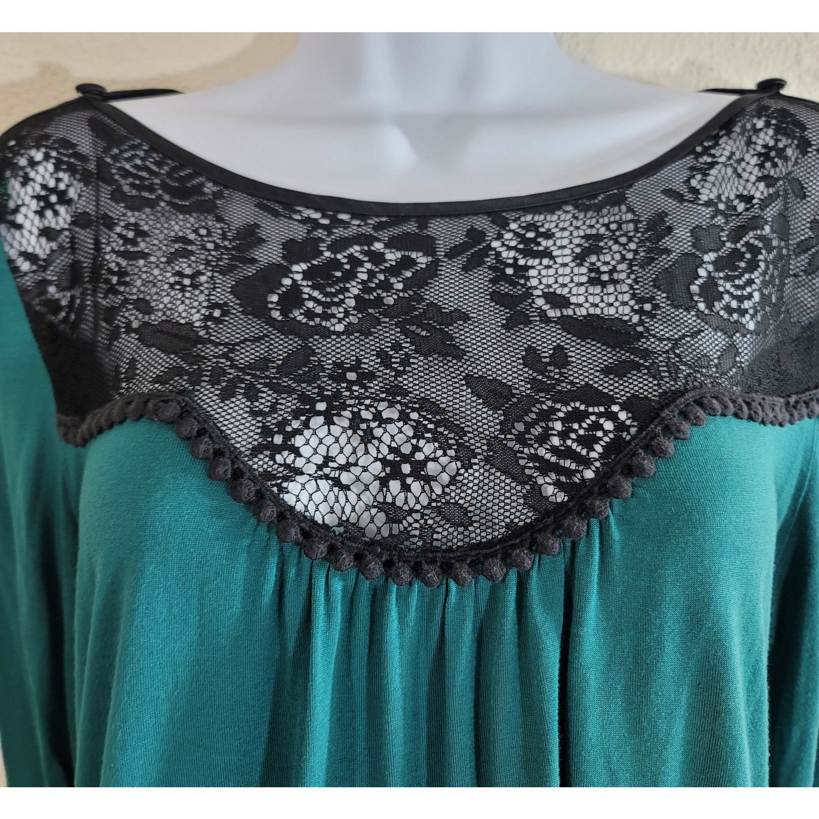 Other Soft Surroundings Green Black Lace Bodice With Crochet XS Size XS / US 0-2 / IT 36-38 - 3 Thumbnail