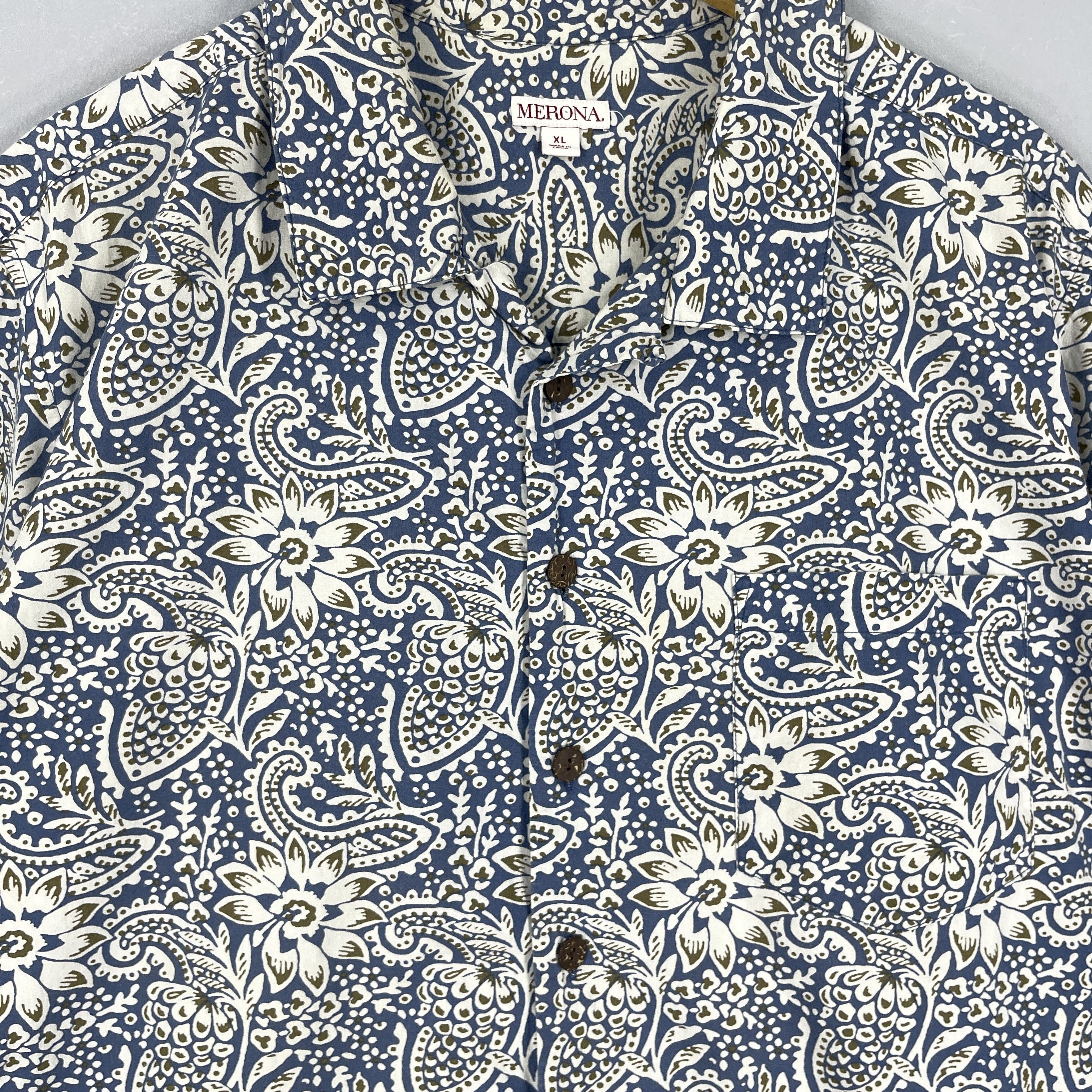 Vintage Vintage Y2K MERONA Hawaiian Paisley Flower Motive Shirt Size US XL / EU 56 / 4 - 2 Thumbnail