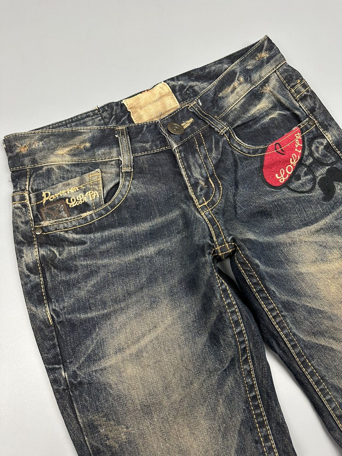 If Six Was Nine × Le Grande Bleu (L.G.B.) Lolita Parisien Embroidered Whiskered Denim Size US 29 - 8 Thumbnail