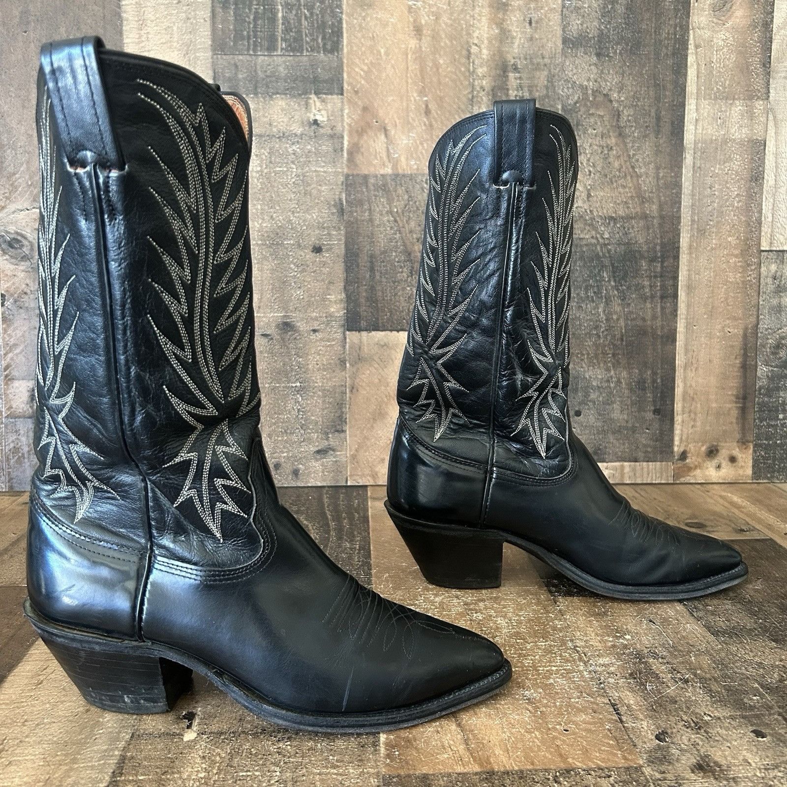 Nocona Boots Nocona Vintage Classic Black Western Cowboy Boots Mens 8 D Size US 8 / EU 41 - 11 Thumbnail