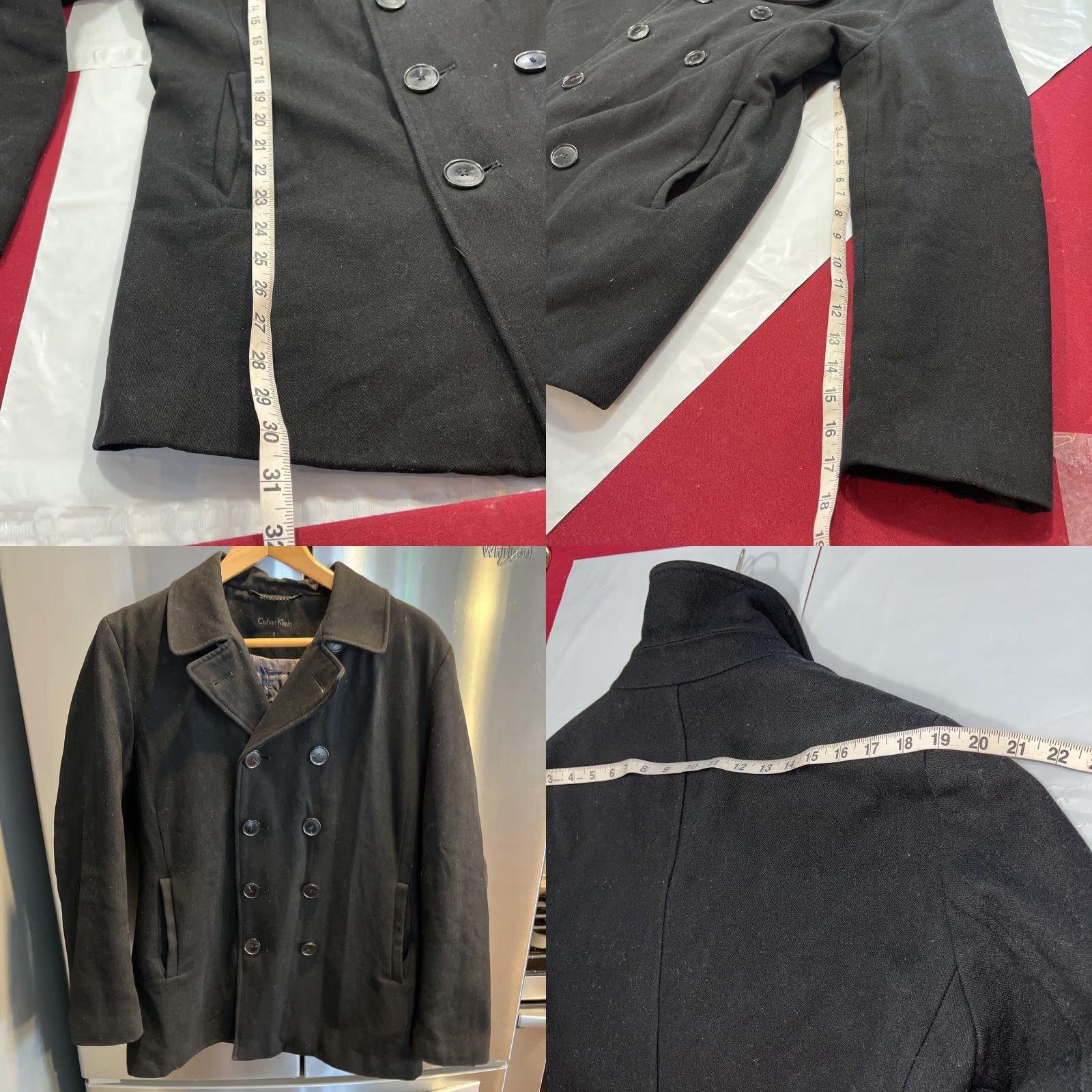 Calvin Klein VINTAGE Calvin Klein Pea Coat Jacket Mens S Black Wool Lined Anchor Buttons Notched Collar Pockets 90s Grunge Fashion Classic Size US S / EU 44-46 / 1 - 9 Thumbnail