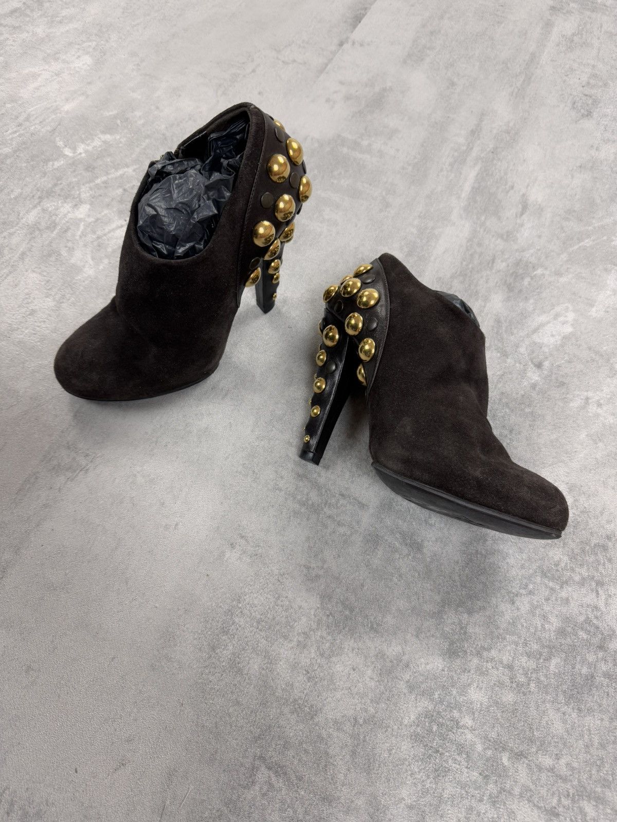 Gucci Gucci Suede Heels Leather Brown Studded Shoes 208394 Size US 6 / IT 36 - 6 Thumbnail