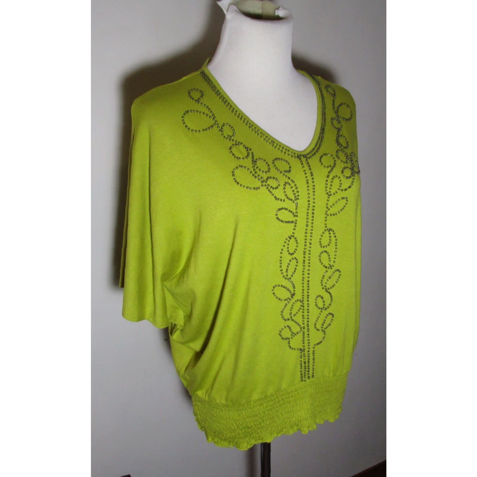 Vintage STYLE & CO. Top Petite Green Beaded PL NWT Size L / US 10 / IT 46 - 3 Thumbnail
