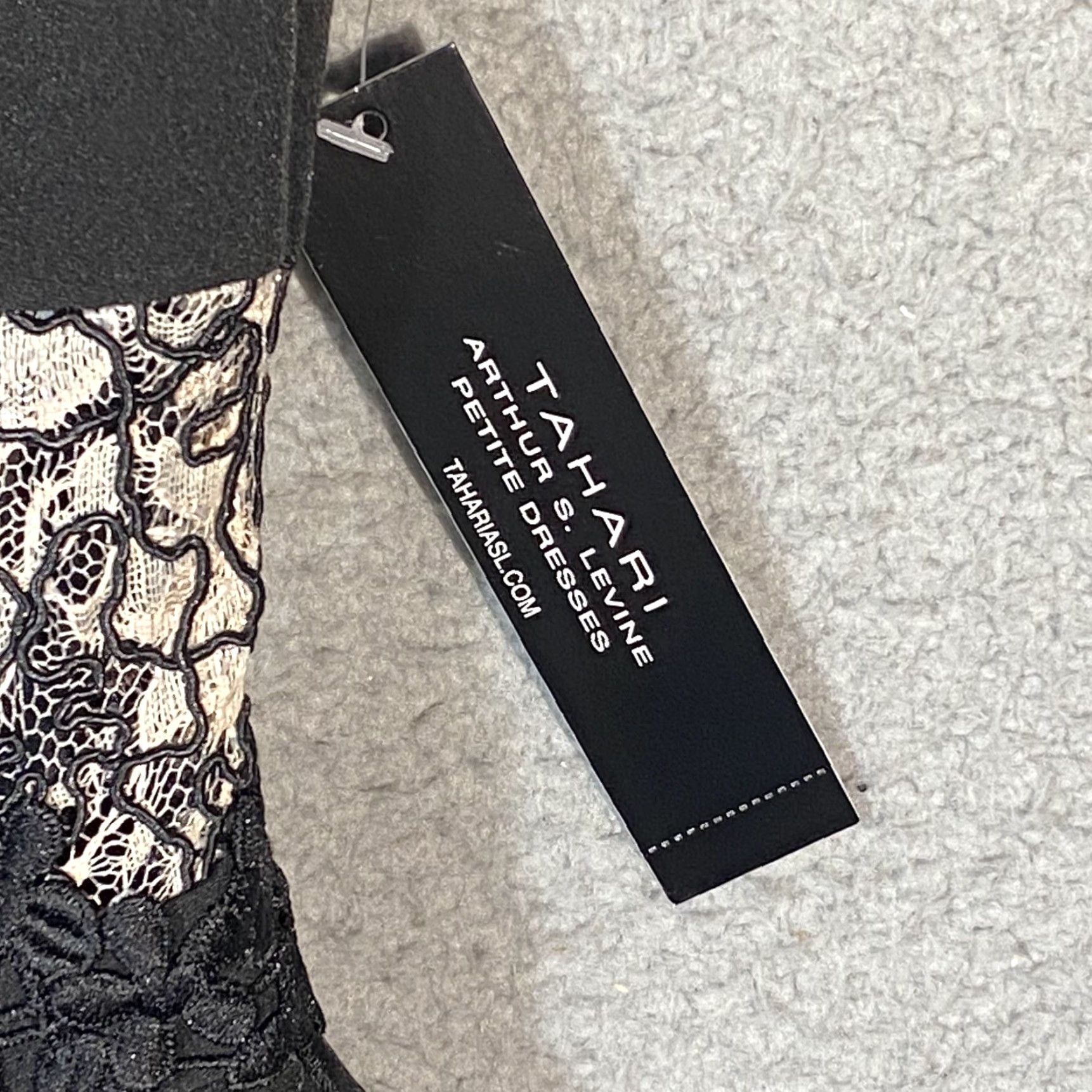 Vintage Tahari Floral Dress Embroidered Lace Stripe Black Blush Knee Length Size 6P Dress Fit & Flare Women Sleeveless Formal Party/Cocktail Wedding Size M / US 6-8 / IT 42-44 - 6 Thumbnail