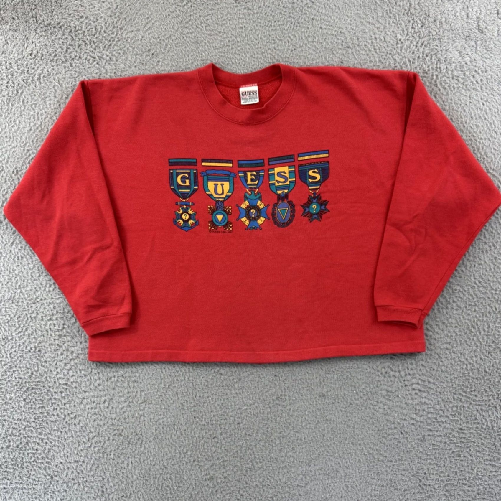 Guess VINTAGE GUESS Sweatshirt Adult Large Red Crop 80s Georges Marciano Grunge Street Logo Angel Mens Size US L / EU 52-54 / 3 - 2 Thumbnail