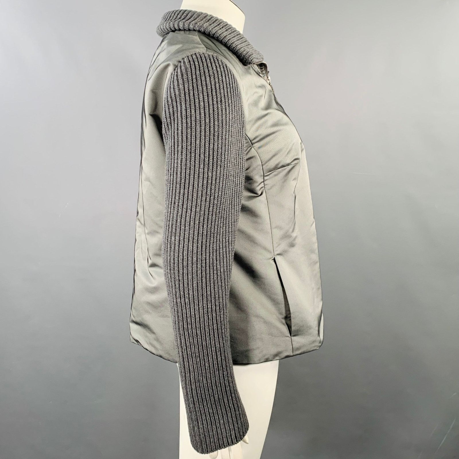 Akris AKRIS Size 14 Grey Polyester Blend Knit Double Zipper Jacket Size XL / US 12-14 / IT 48-50 - 2 Thumbnail