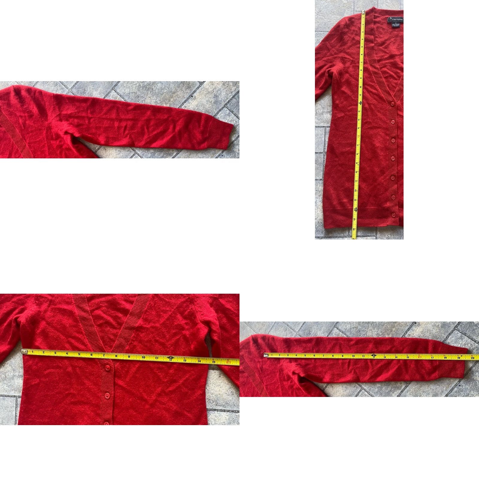 Bloomingdale's VINTAGE C by Bloomingdale's XS Women's 100% Cashmere Red Seven Button Cardigan Size XS / US 0-2 / IT 36-38 - 8 Thumbnail