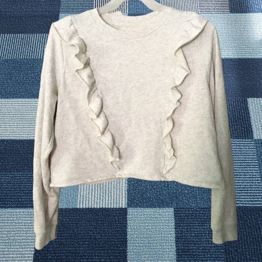 Vintage AÉROPOSTALE TEEN Juniors Womens Light Gray Ruffled Front LS Sweatshirt Top Sz XL Size XL / US 12-14 / IT 48-50 - 1 Thumbnail