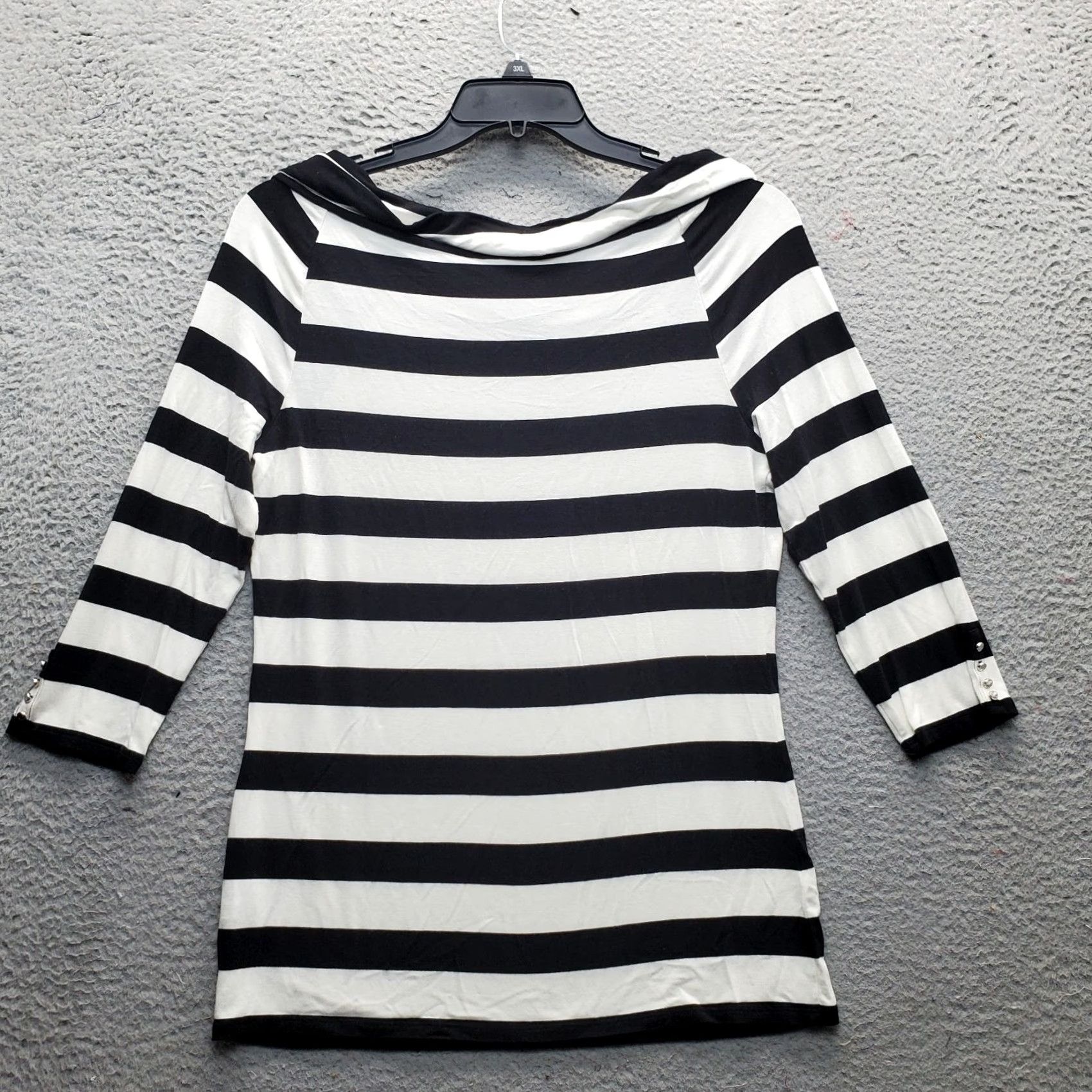 White House Black Market White House Black Market Shirt Womens L Multicolor Striped Rayon Stretch Cowl Neck Top Size L / US 10 / IT 46 - 2 Thumbnail