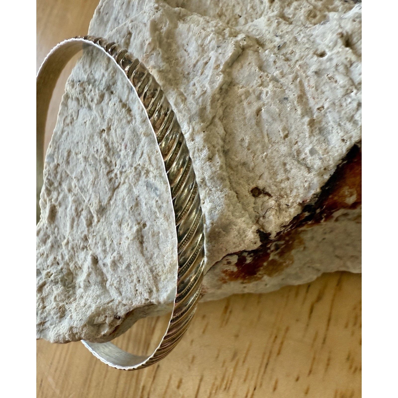 Other Vintage 925 Sterling Silver Flat Twist Rope Bangle Bracelet Size ONE SIZE - 3 Thumbnail
