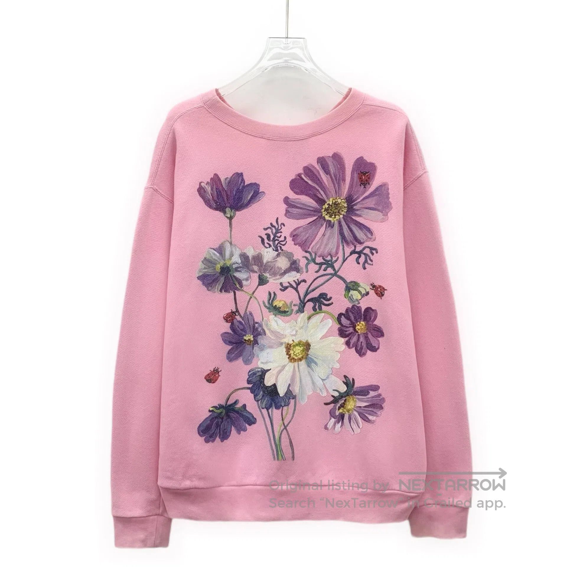 Gucci Guicci Pink Letter Embroidered Cotton Round Neck Long Slee Size S / US 4 / IT 40 - 2 Thumbnail