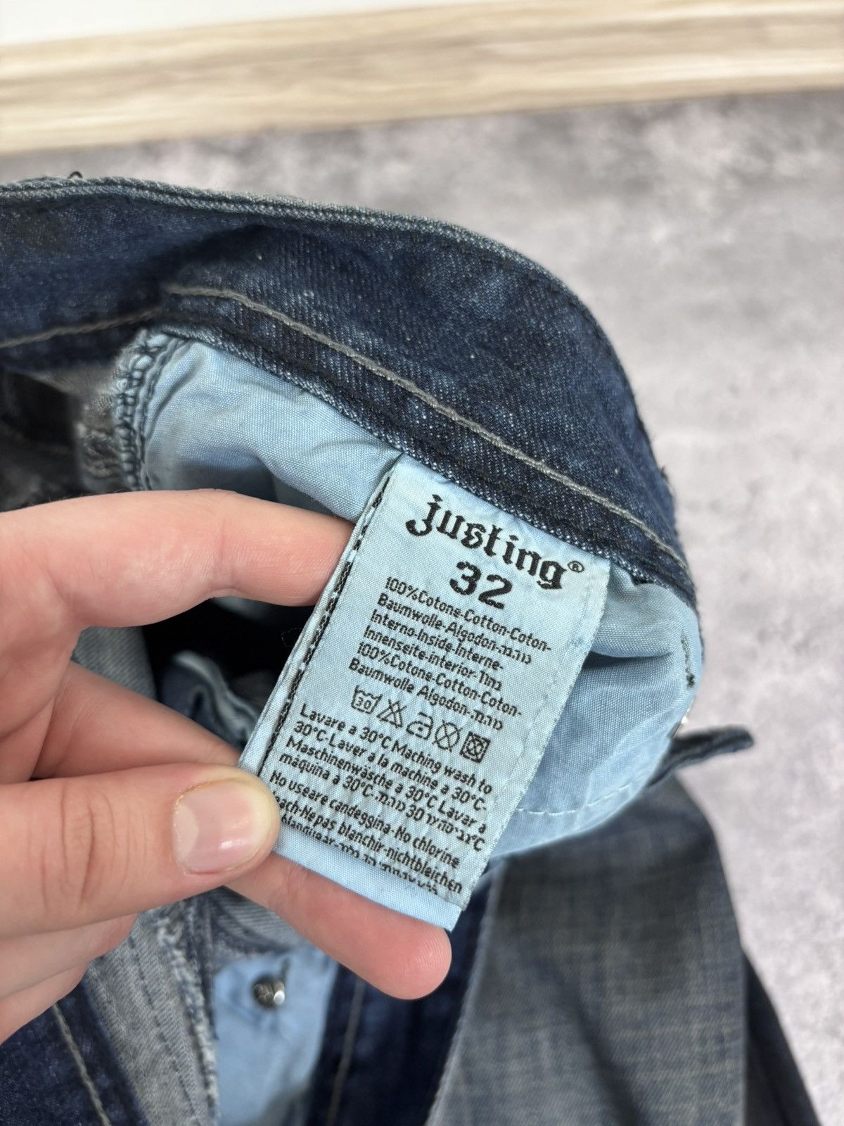 Japanese Brand Vintage Justing Y2K Dark Blue Faded Wash Denim Jeans Size US 32 / EU 48 - 11 Thumbnail