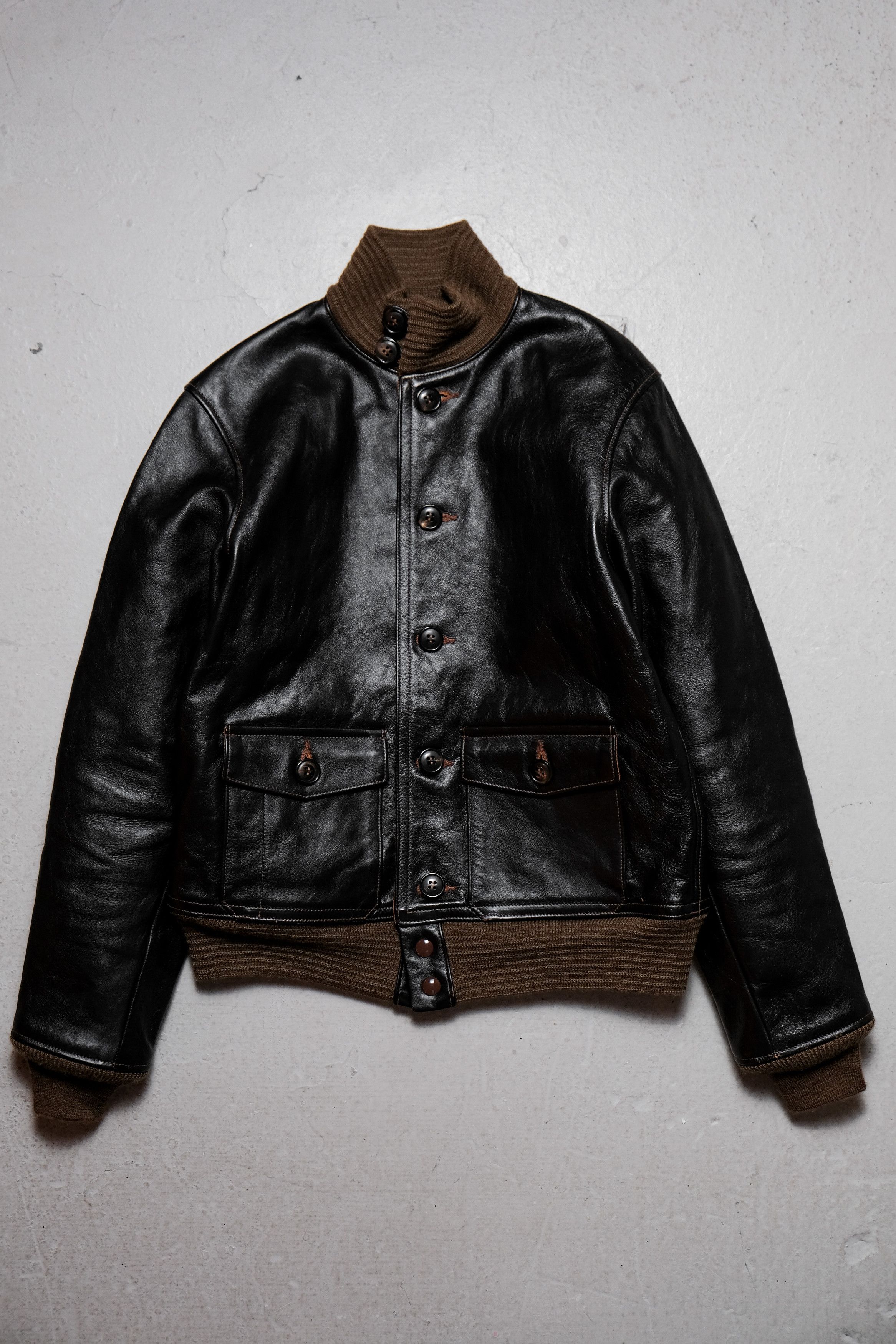 Image of The Real Mccoys The Real Mccoy's Type A-1 Flight Leather Jacket - Seal Brown, Men's (Size Small)