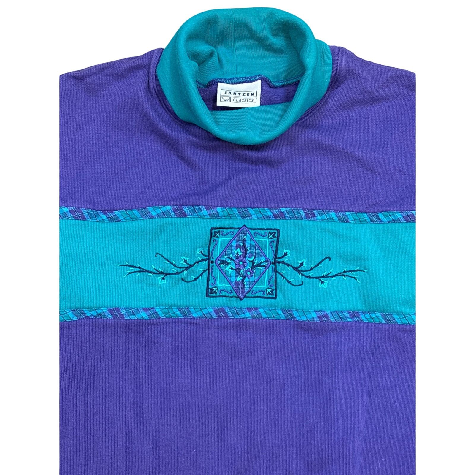 Jantzen Vintage 90s Jantzen Classics purple Turtleneck sweatshirt L Size L / US 10 / IT 46 - 2 Thumbnail