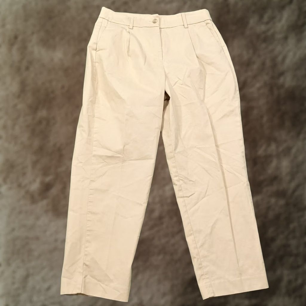 Express EXPRESS ANKLE HIGH RISE TAN BEIGE KHAKI PLEATED CHINO PANTS WOMENS SIZE 10R Size 32" / US 10 / IT 46 - 1 Thumbnail