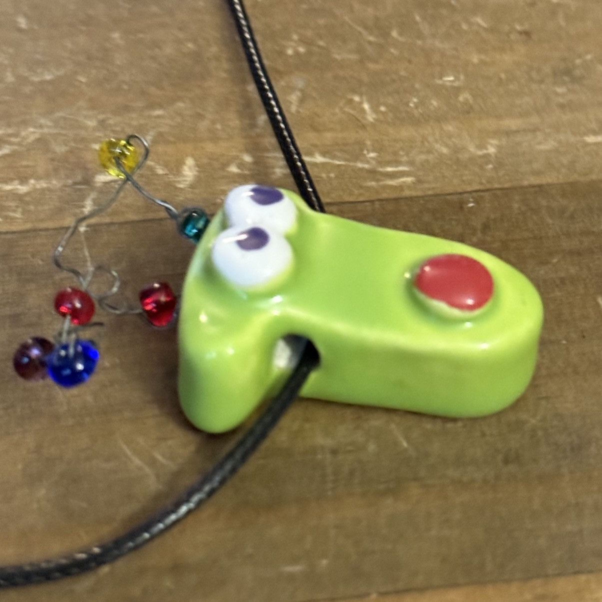 Other Handcrafted funky ceramic reindeer face pendant cord necklac Size ONE SIZE - 5 Thumbnail