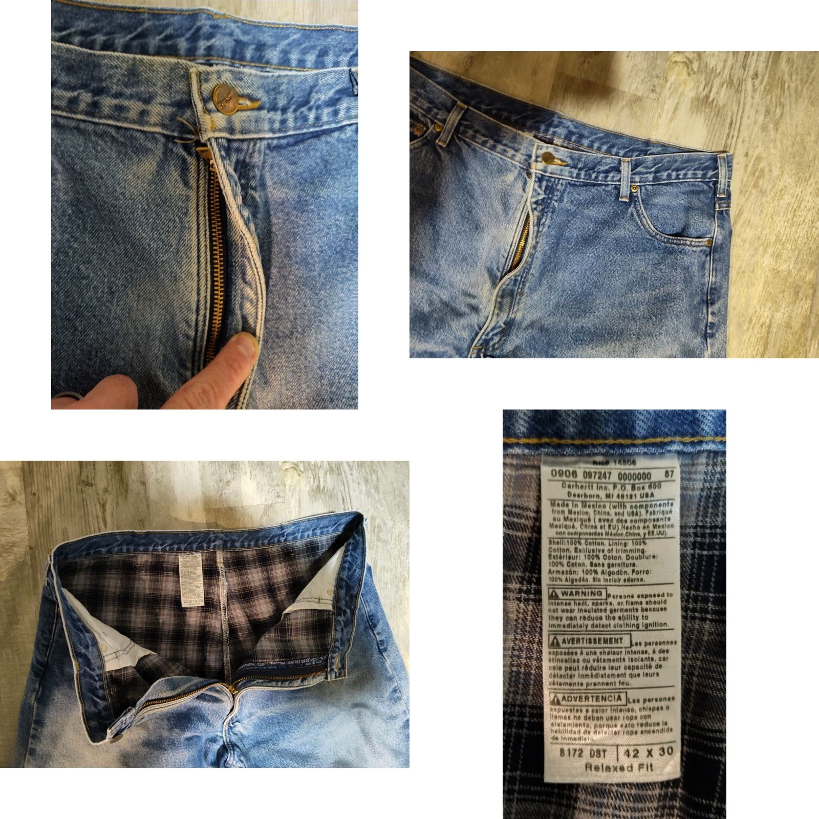 Carhartt Vintage Carhartt Jeans Mens 42x30 Blue Relaxed Fit Flannel Lined Denim Trouser B172 DST Size US 42 / EU 58 - 8 Thumbnail
