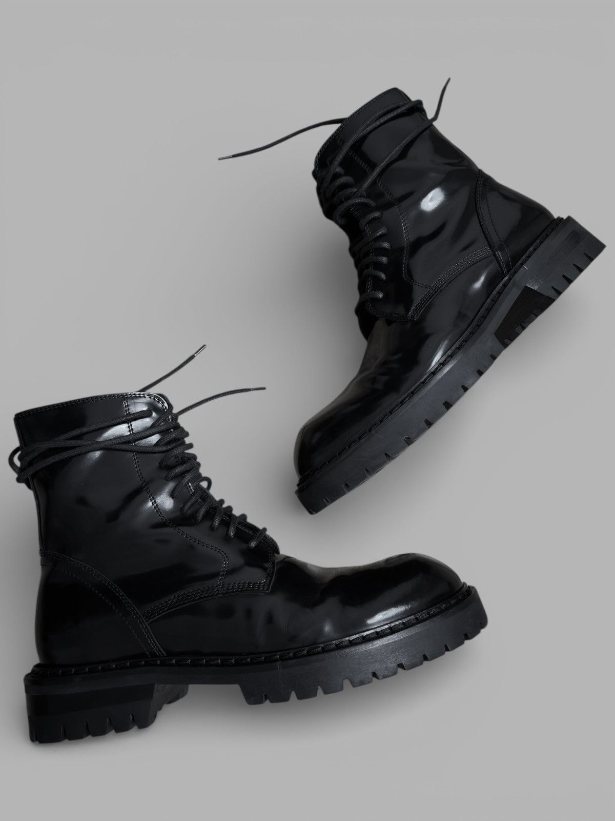Ann Demeulemeester FW2014 Ann Demeulemeester Patent Leather Combat Biker Boots Size US 9 / EU 42 - 19 Thumbnail