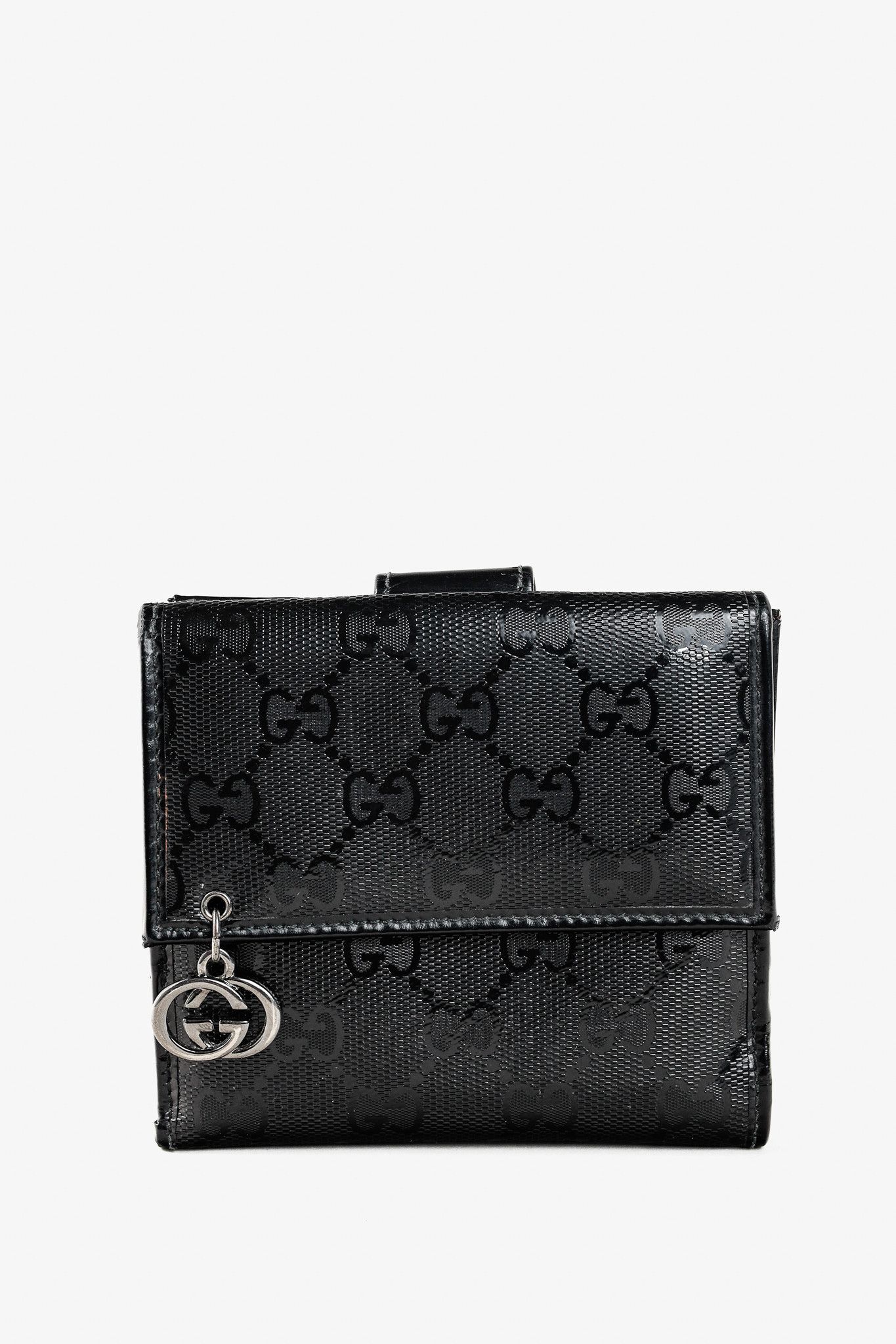 Gucci Gucci Vintage Y2K Black Monogram Compact Leather Wallet Size ONE SIZE - 1 Thumbnail
