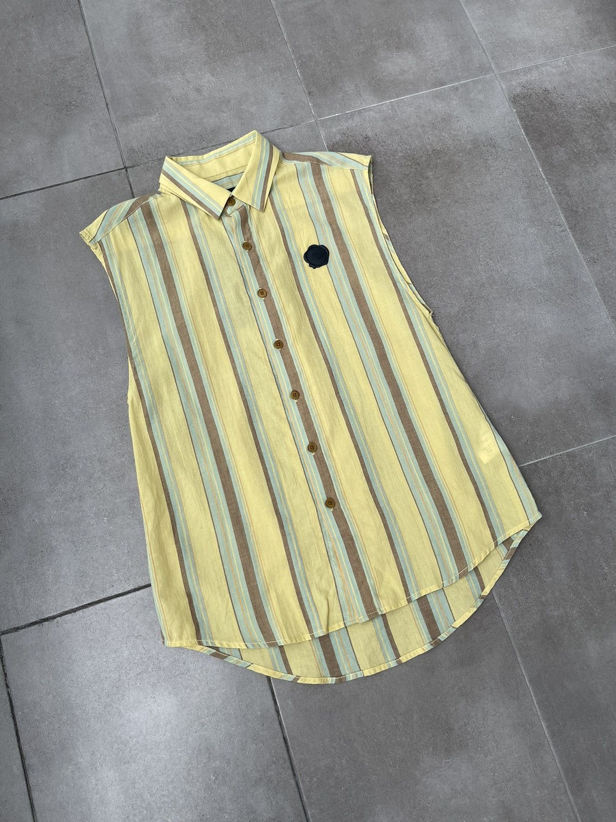 Viktor & Rolf !DS! SS20 Viktor & Rolf Stripe Print Yellow Sleeveless Shirt Size US S / EU 44-46 / 1 - 5 Thumbnail