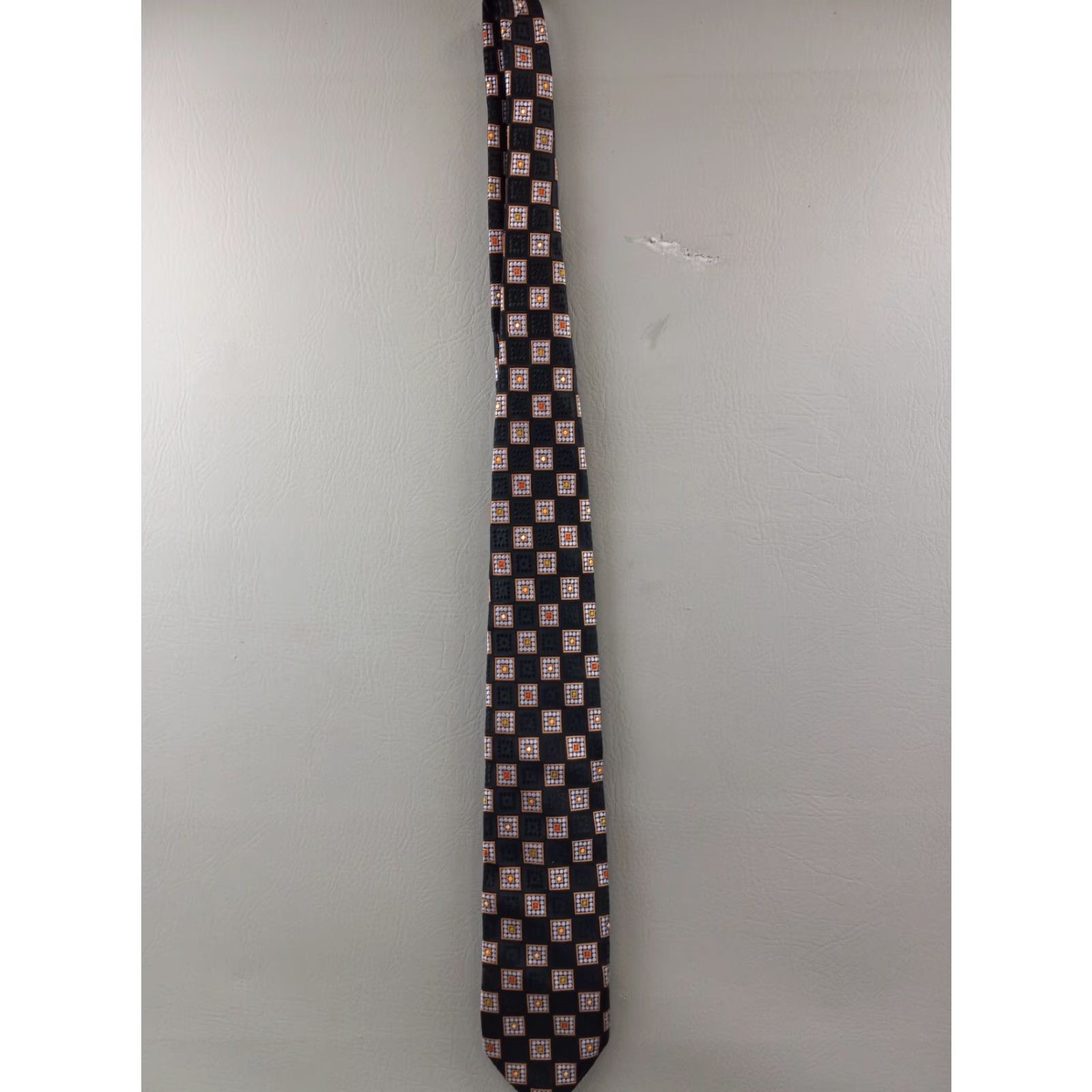 Robert Talbott Robert Talbott Best of Class Tie Black Blue Squares Thick Woven Silk Mens Tie Classic 57"-60" Black/Blue Geometric Abstract Squares Pattern Size ONE SIZE - 2 Thumbnail