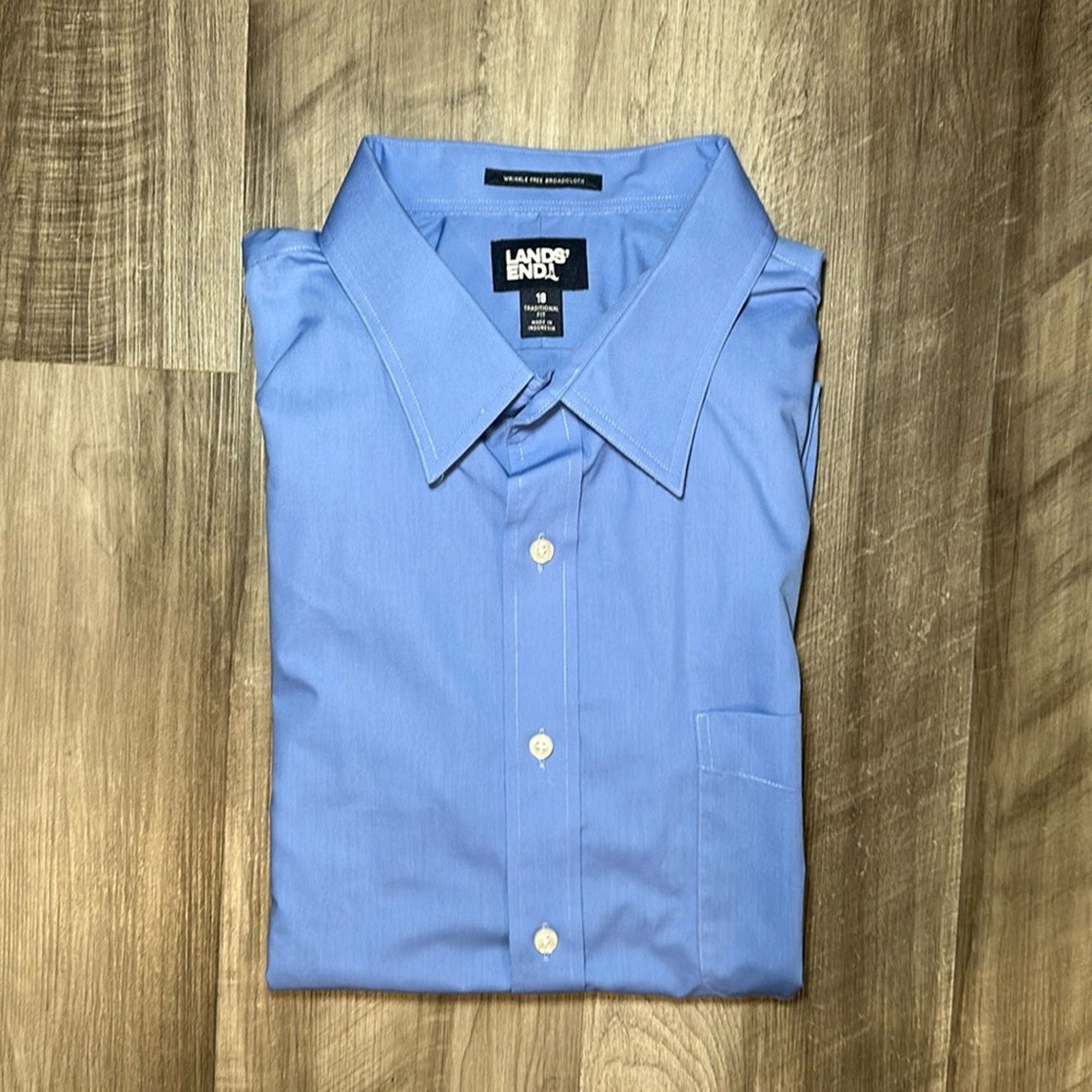 Lands' End Lands’ End Wrinkle Free Traditional Fit Short Sleeve - 18 Size US XXL / EU 58 / 5 - 1 Thumbnail