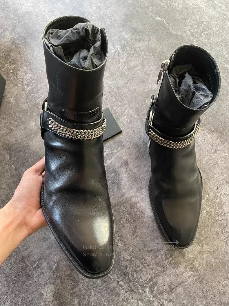 Saint Laurent Paris Saint Laurent Paris Zipper Ring Chain Chelsea Boots Size US 7 / EU 40 - 3 Thumbnail