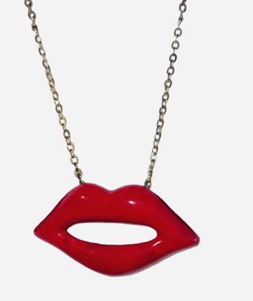 Vintage Vintage Red Sexy Lips Gold Necklace | Grailed