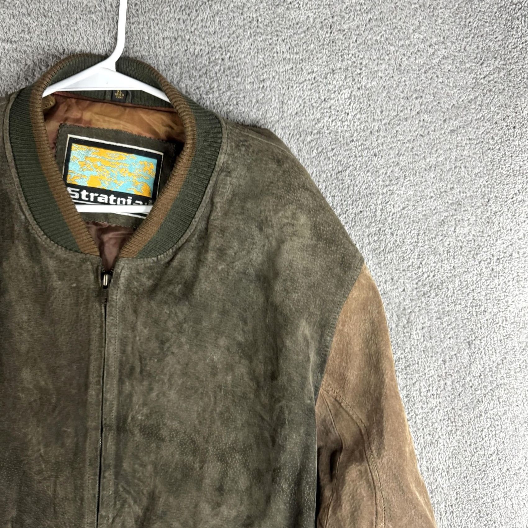 Vintage Stratojac Jacket Mens XL Brown Green Leather Bomber Full Zip Insulated Outdoor Size US XL / EU 56 / 4 - 4 Thumbnail