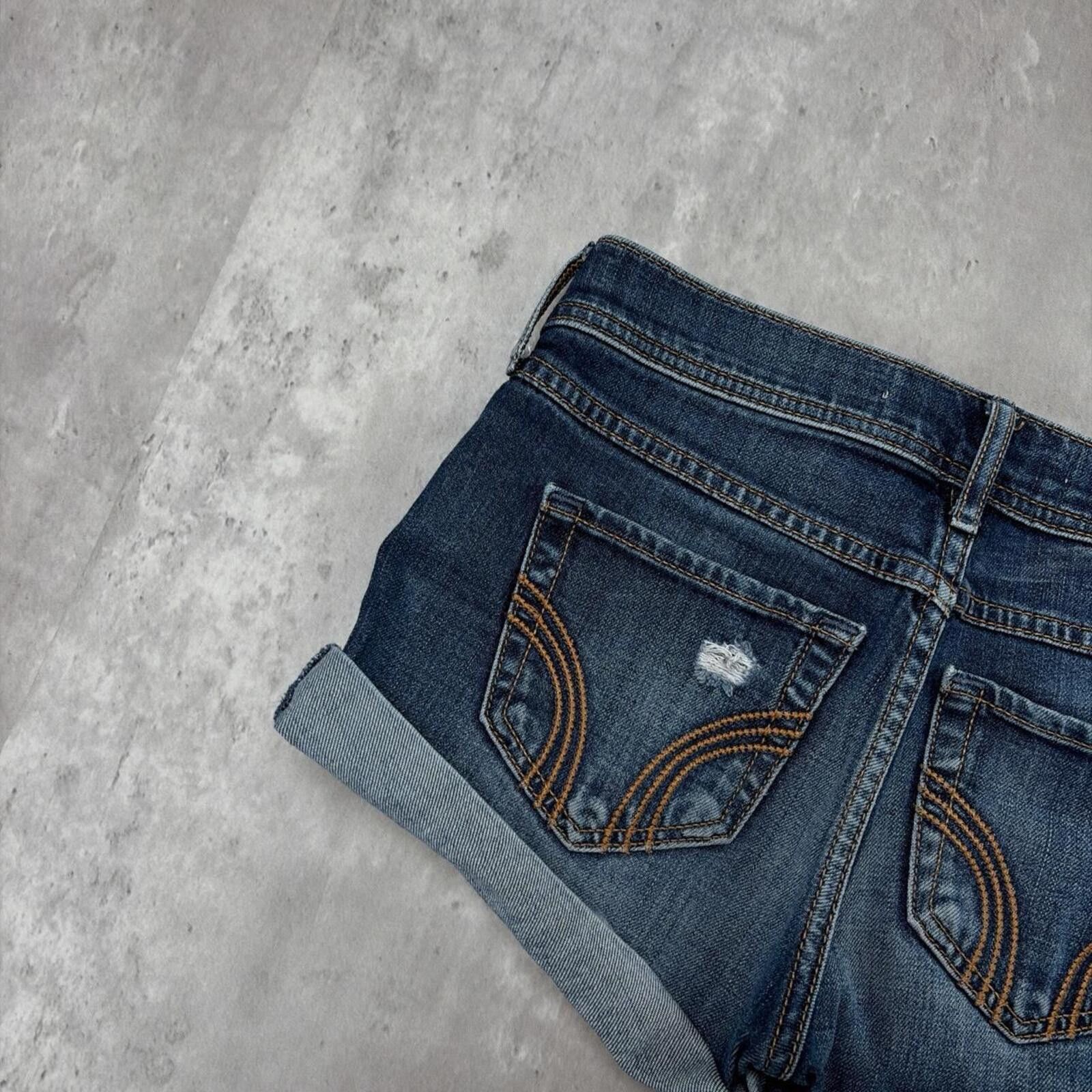 Other Y2K Dark Wash Hollister Surf Grunge Midi Denim Shorts Size 23" - 4 Thumbnail